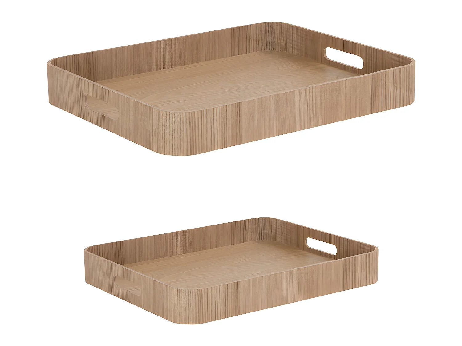Set de 2 plateaux rectangles bois naturel