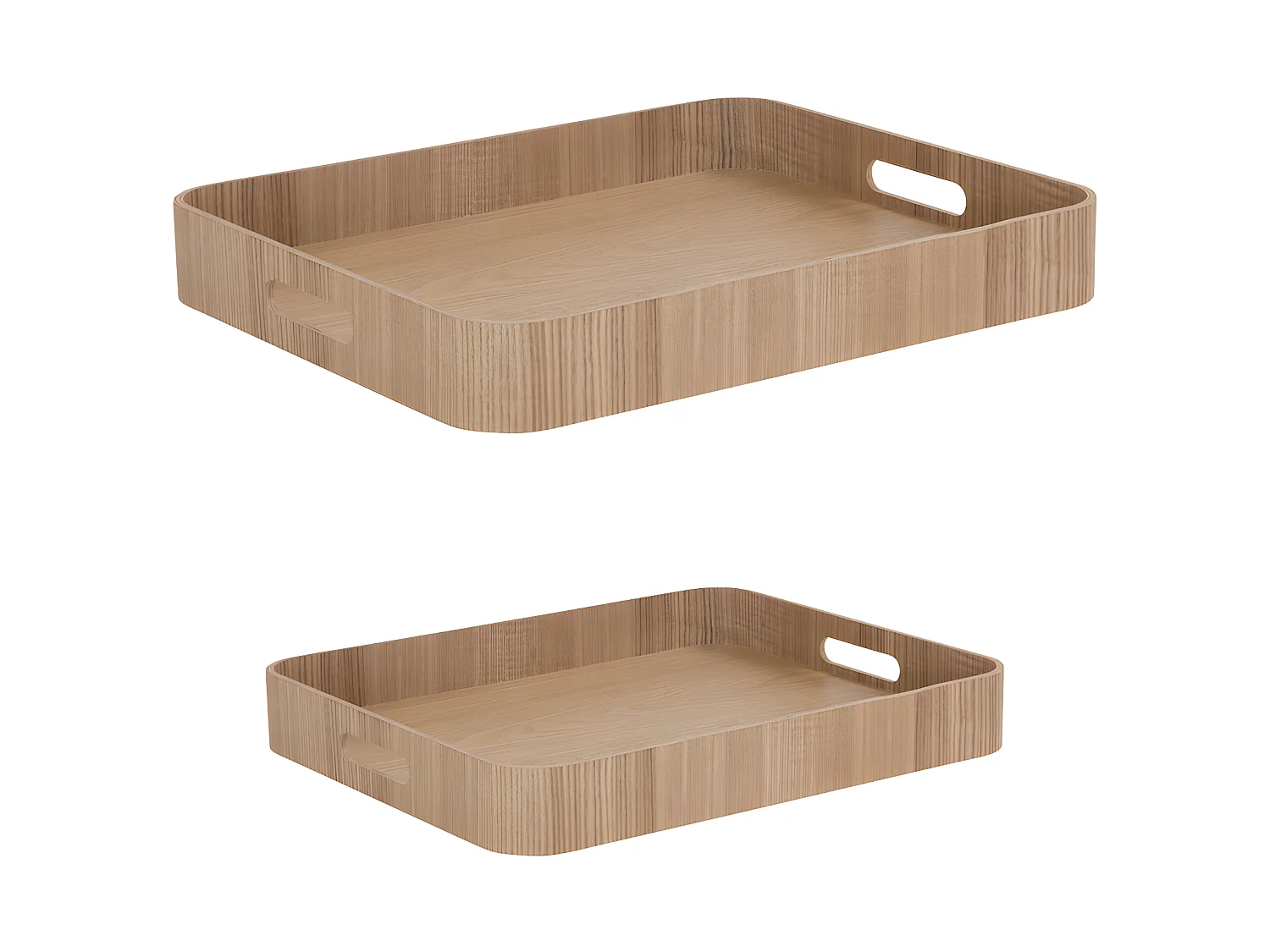 Set de 2 plateaux rectangles bois naturel