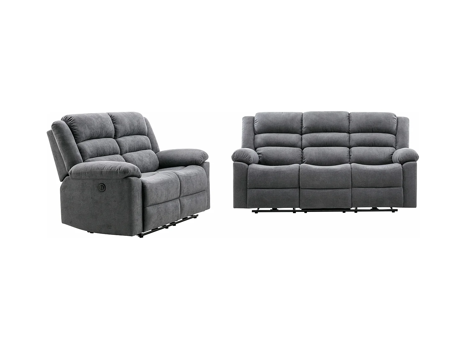 Canapé 3 places et 2 places relax électrique en tissu gris BUROLO