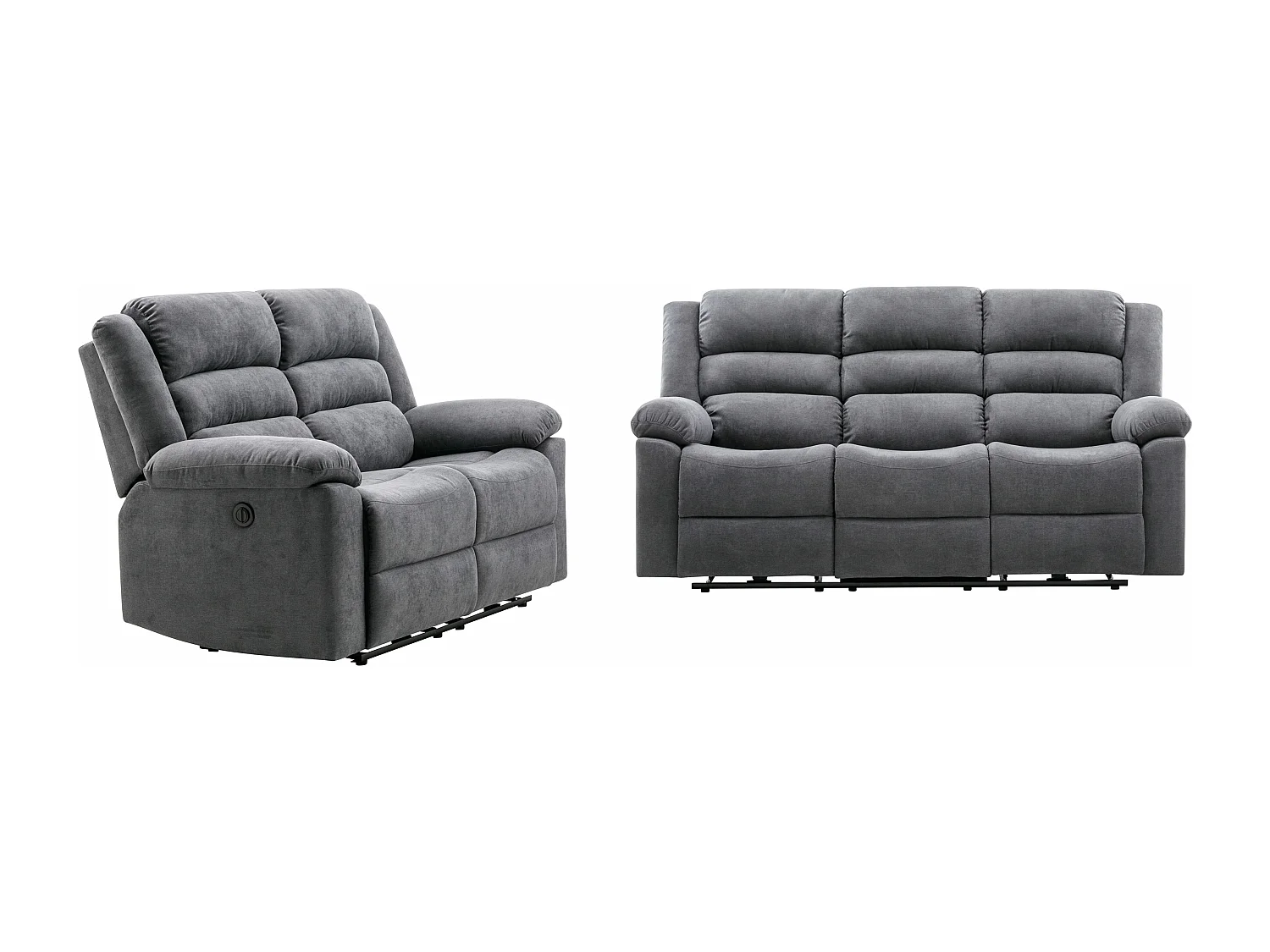 Elektrische twee- en driezits-relaxbank van grijze stof BUROLO