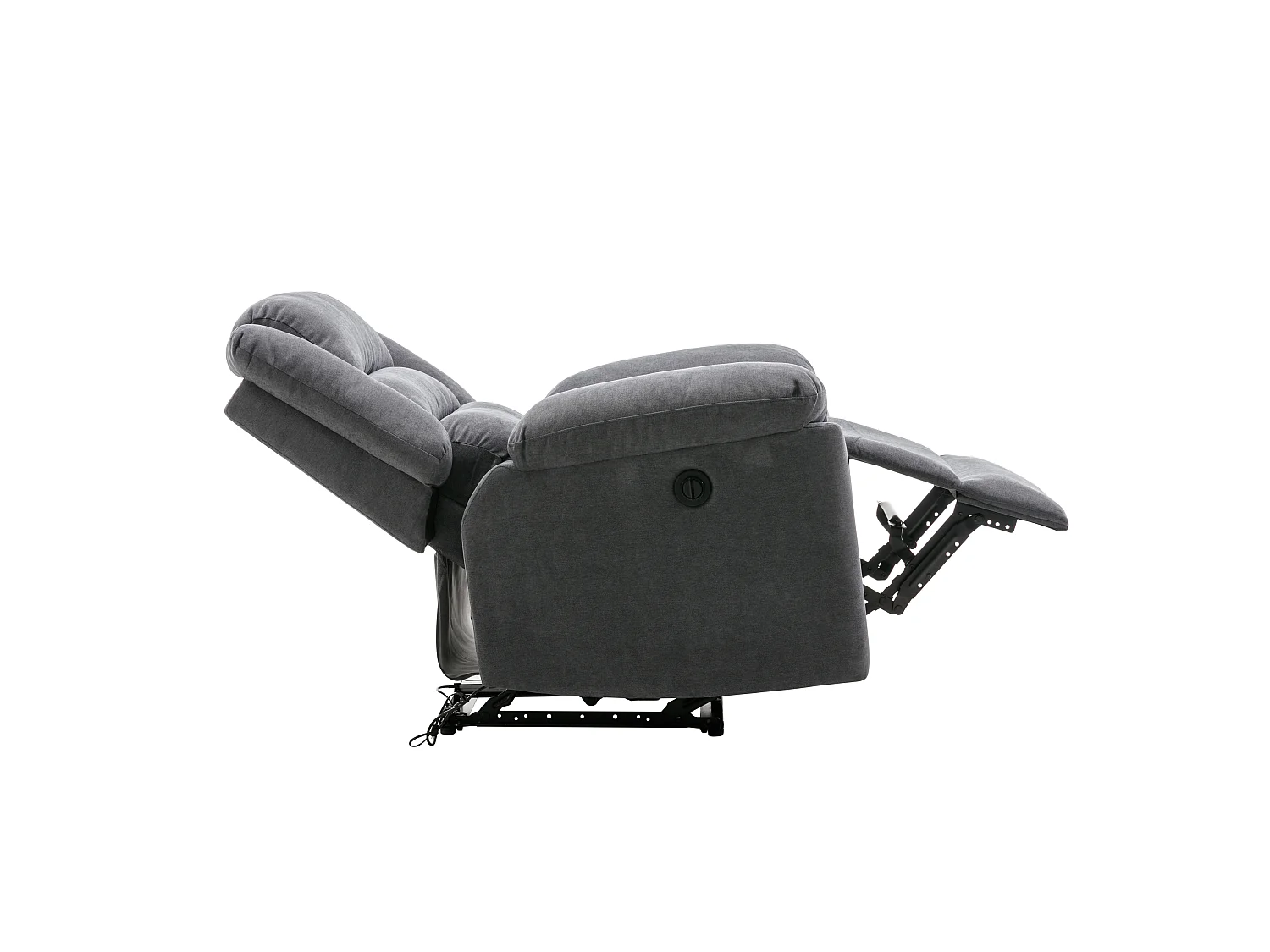 Canapé 3 places et fauteuil relax électrique en tissu gris BUROLO