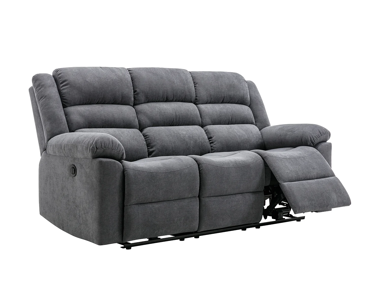 Canapé 3 places et fauteuil relax électrique en tissu gris BUROLO