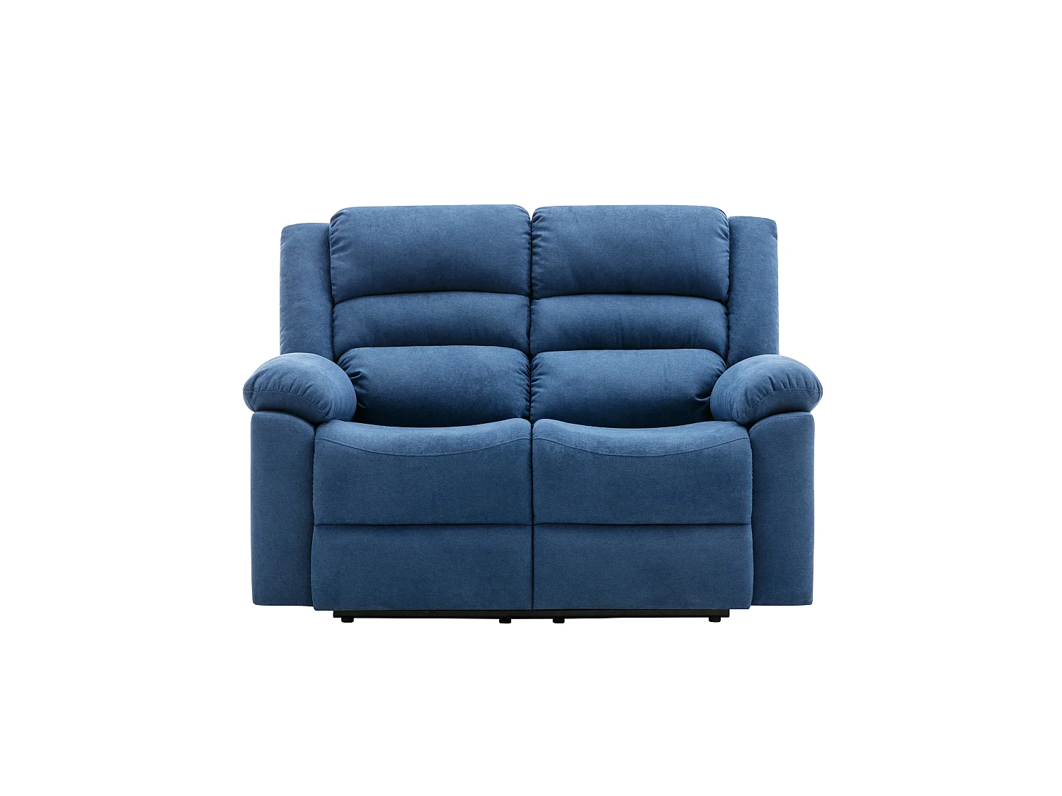 Driezitsbank en tweezitsbank met elektrische relaxfunctie van blauwe stoffen bekleding BUROLO