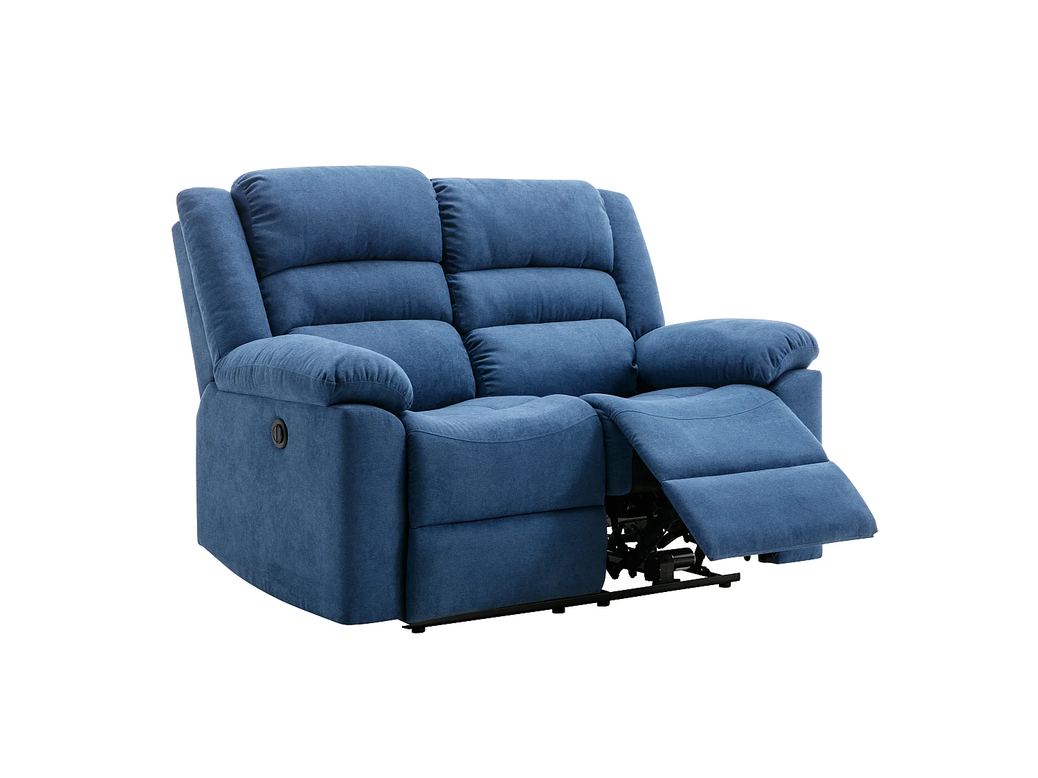 3-personers sofa og 2-personers sofa med elektrisk afslapning i blåt stof BUROLO