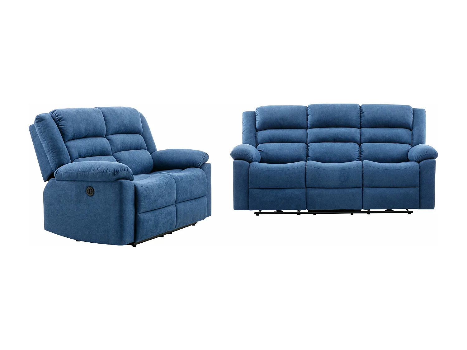 2- og 3-personers recliner sofa i blåt stof BUROLO