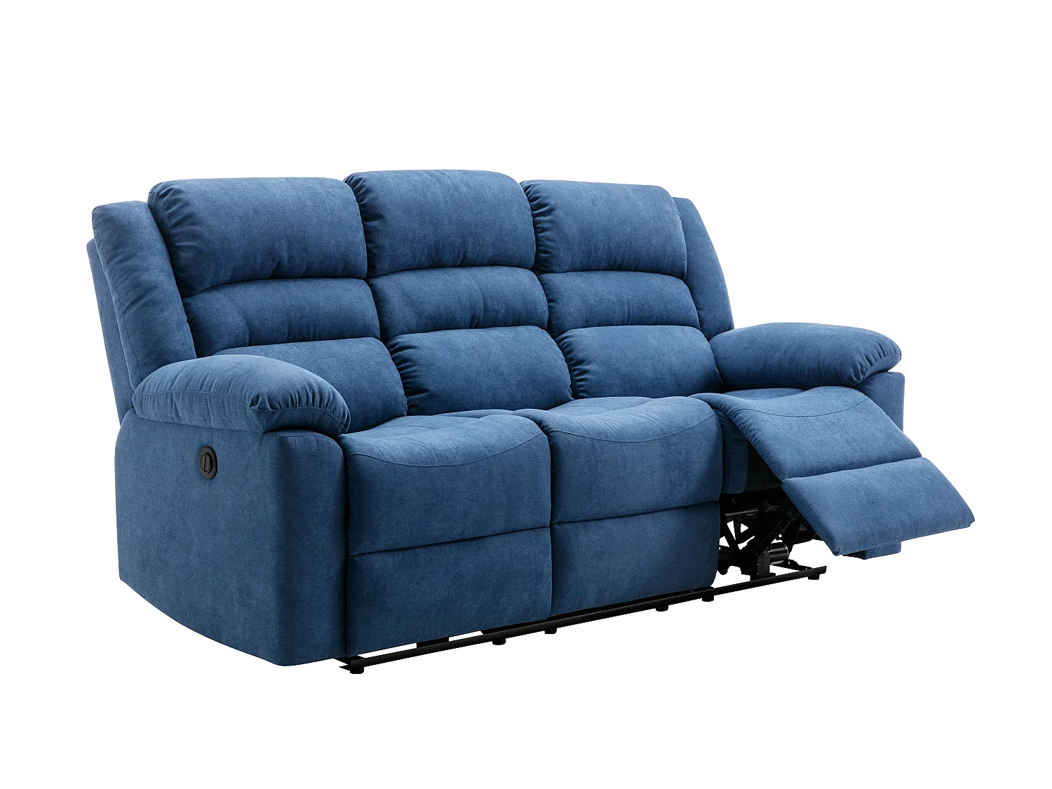 3-personers sofa, 2-personers sofa og elektrisk recliner lænestol i blåt stof BUROLO