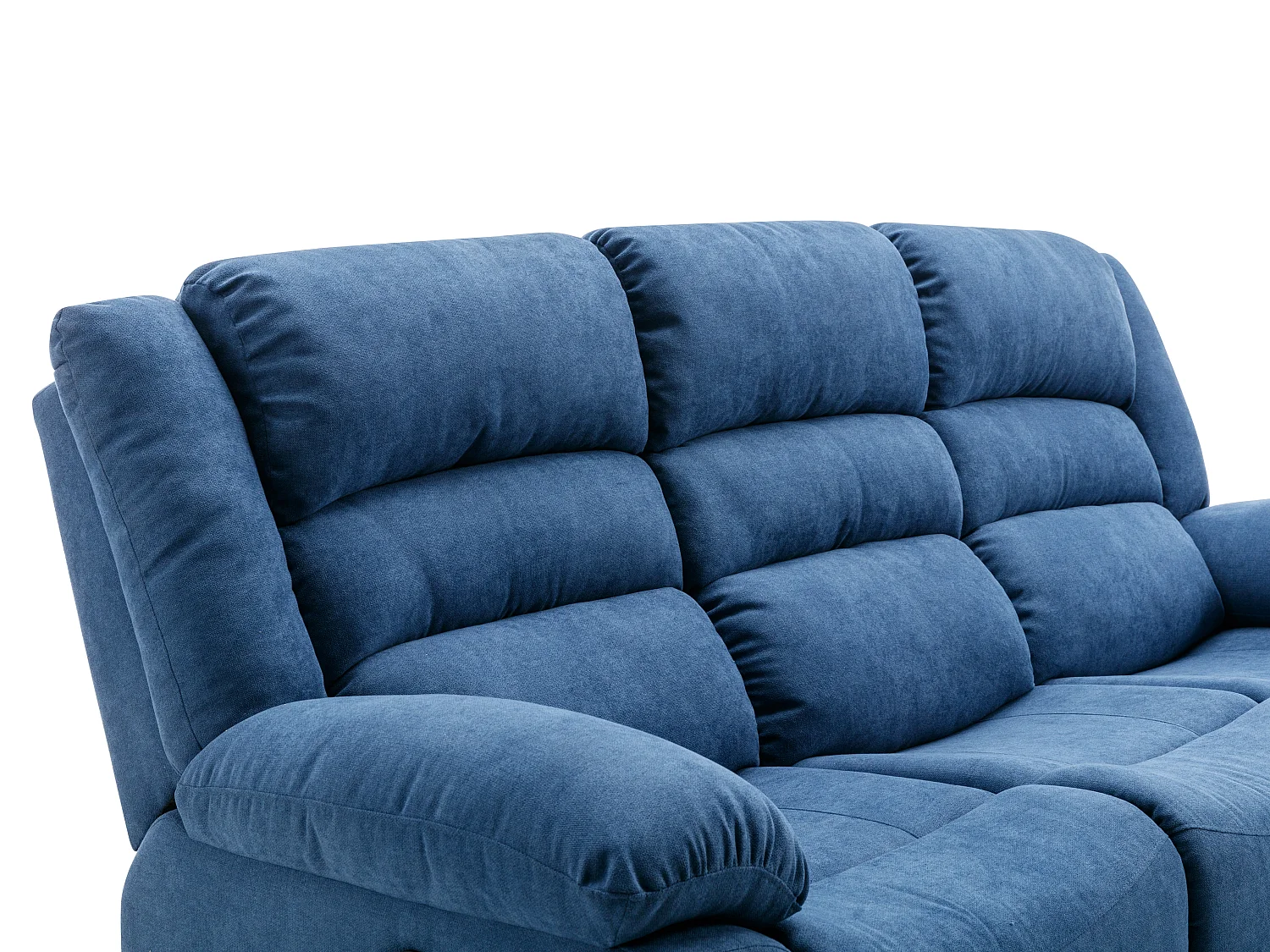 Canapé 3 places, 2 places et fauteuil relax électrique en tissu bleu BUROLO