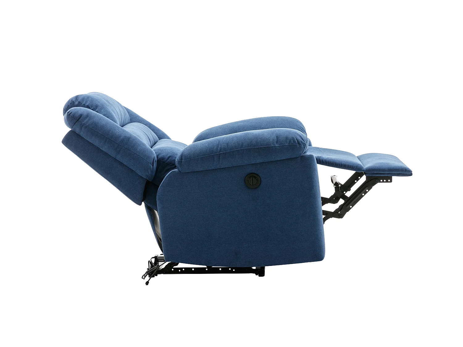 Canapé 3 places, 2 places et fauteuil relax électrique en tissu bleu BUROLO