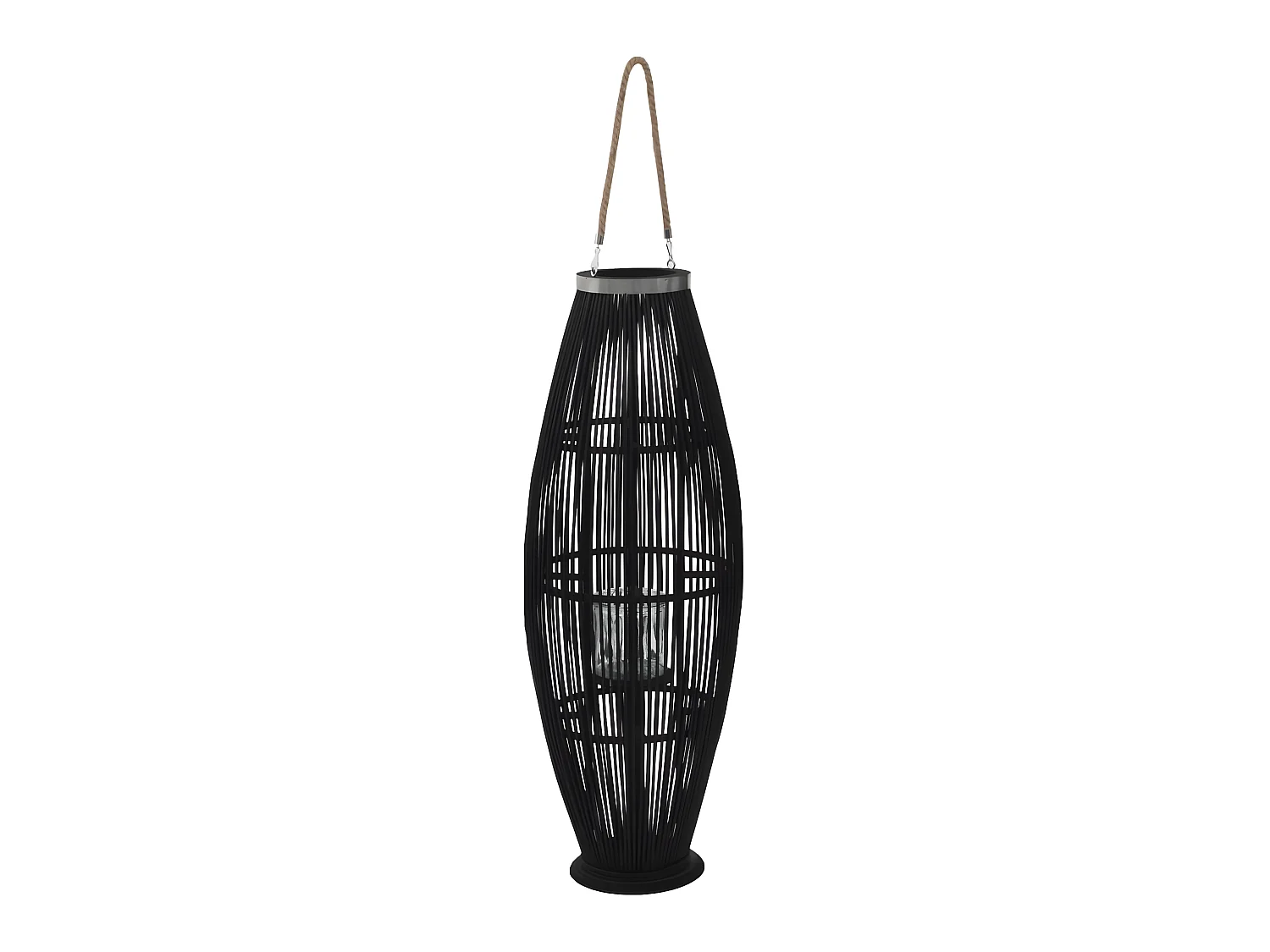 Bougeoir suspendu ou sur bambou marron 34 x 34 x 95 cm DEC020006