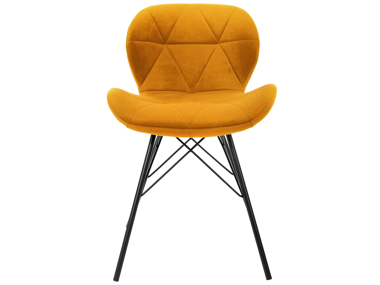 Silla de comedor Juego de 2 Funda de terciopelo amarillo con patas de metal incl. Material de montaje ML-Design