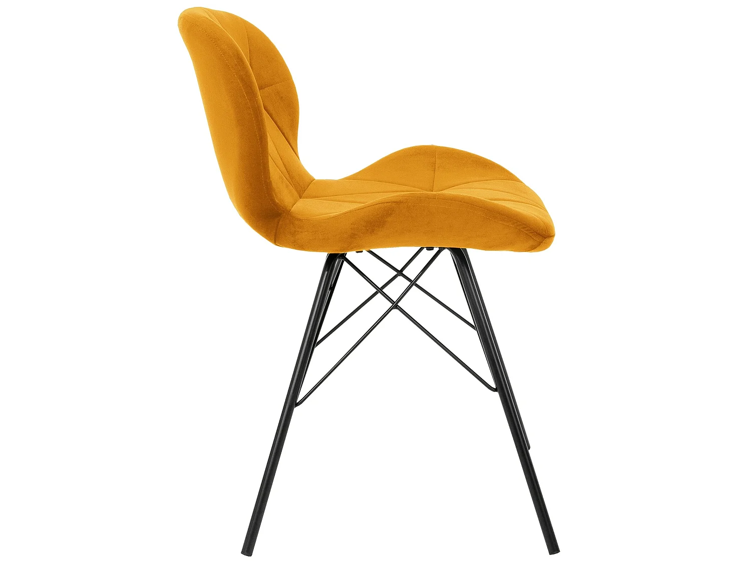 Silla de comedor Juego de 2 Funda de terciopelo amarillo con patas de metal incl. Material de montaje ML-Design