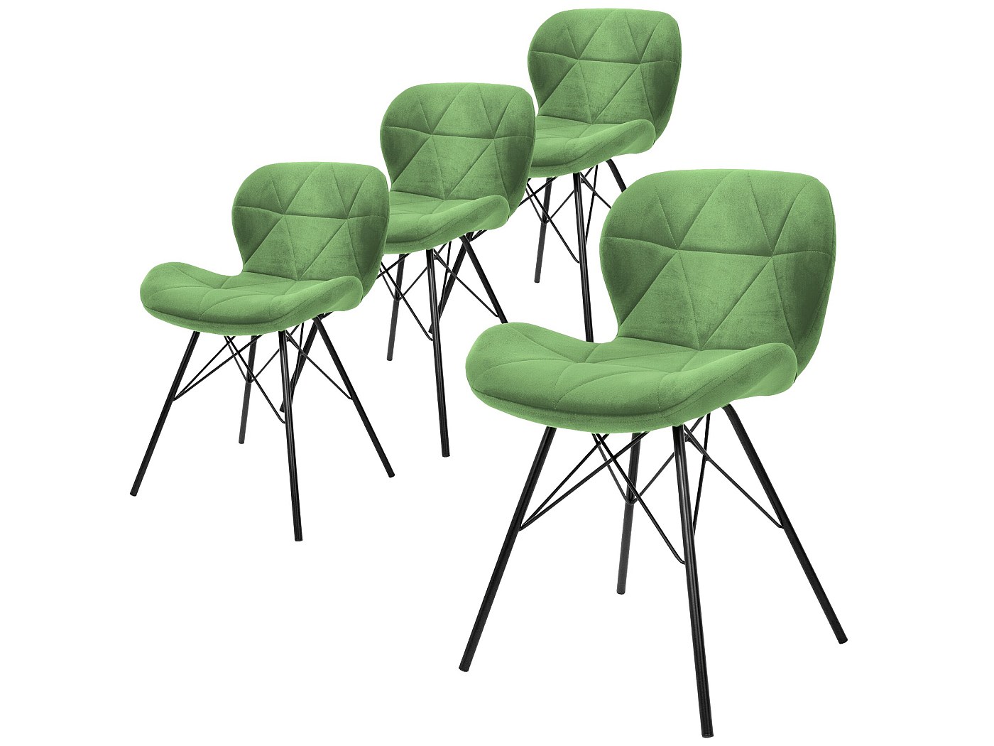 Set 4x sillas comedor/salón tapizadas sillones modernos terciopelo verde