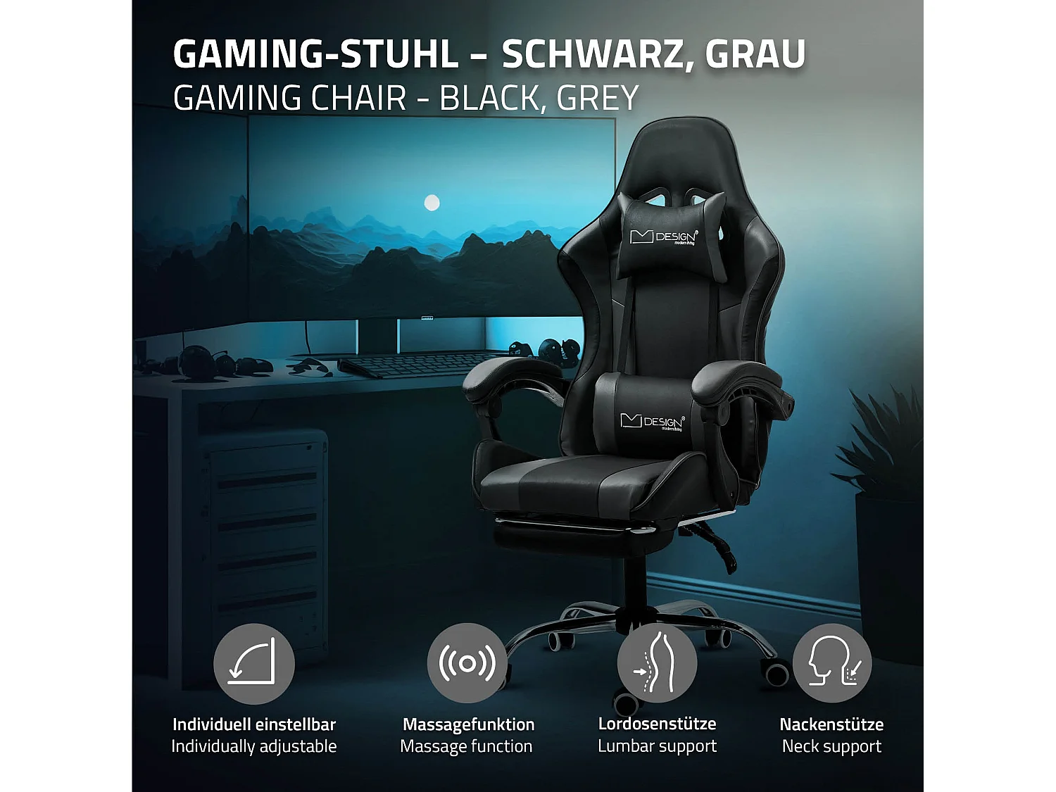 Massage Gaming Chair Chaise de bureau Racing Chaise de bureau Réglable Gaming Ch