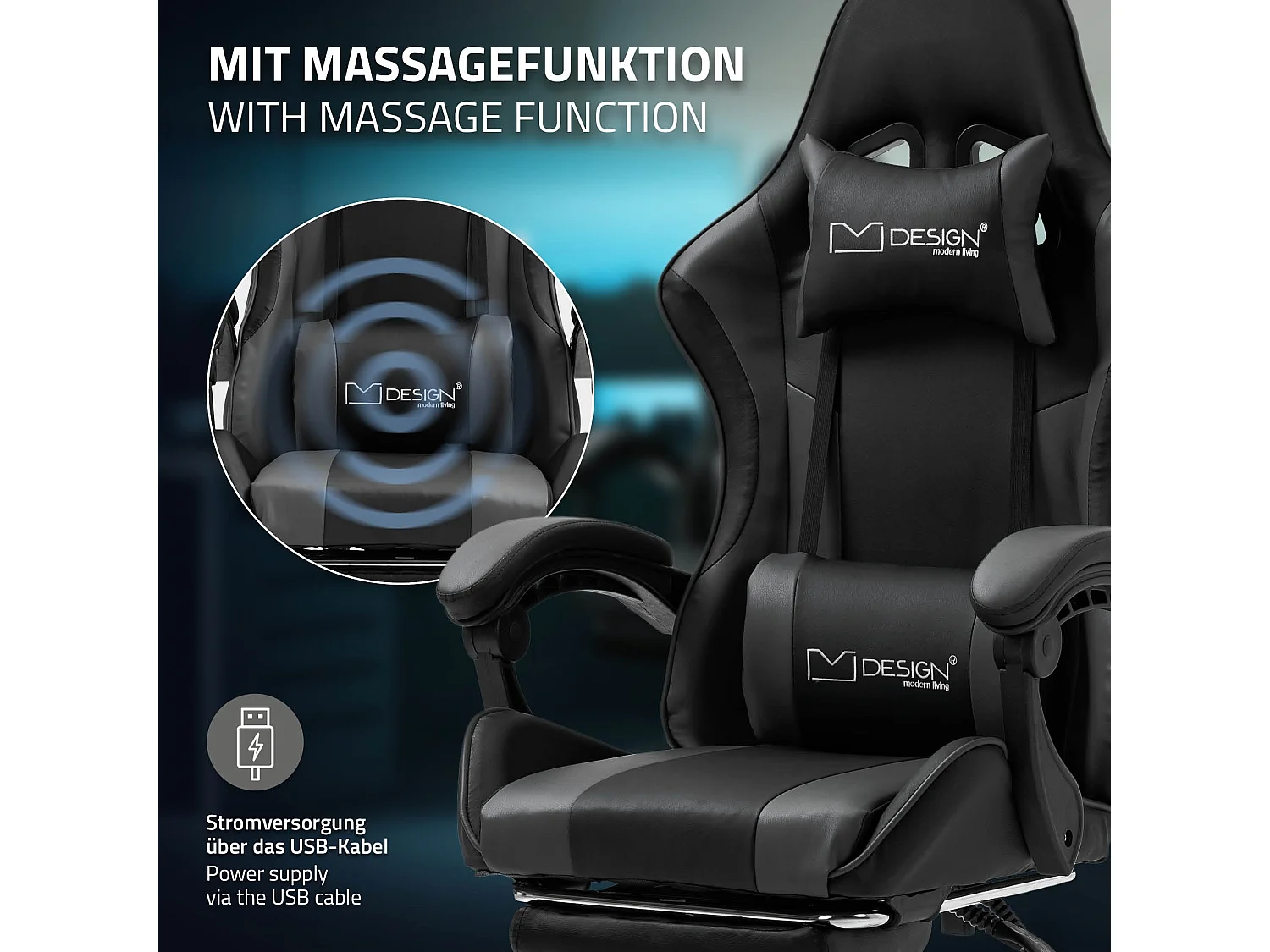 Massage Gaming Chair Chaise de bureau Racing Chaise de bureau Réglable Gaming Ch