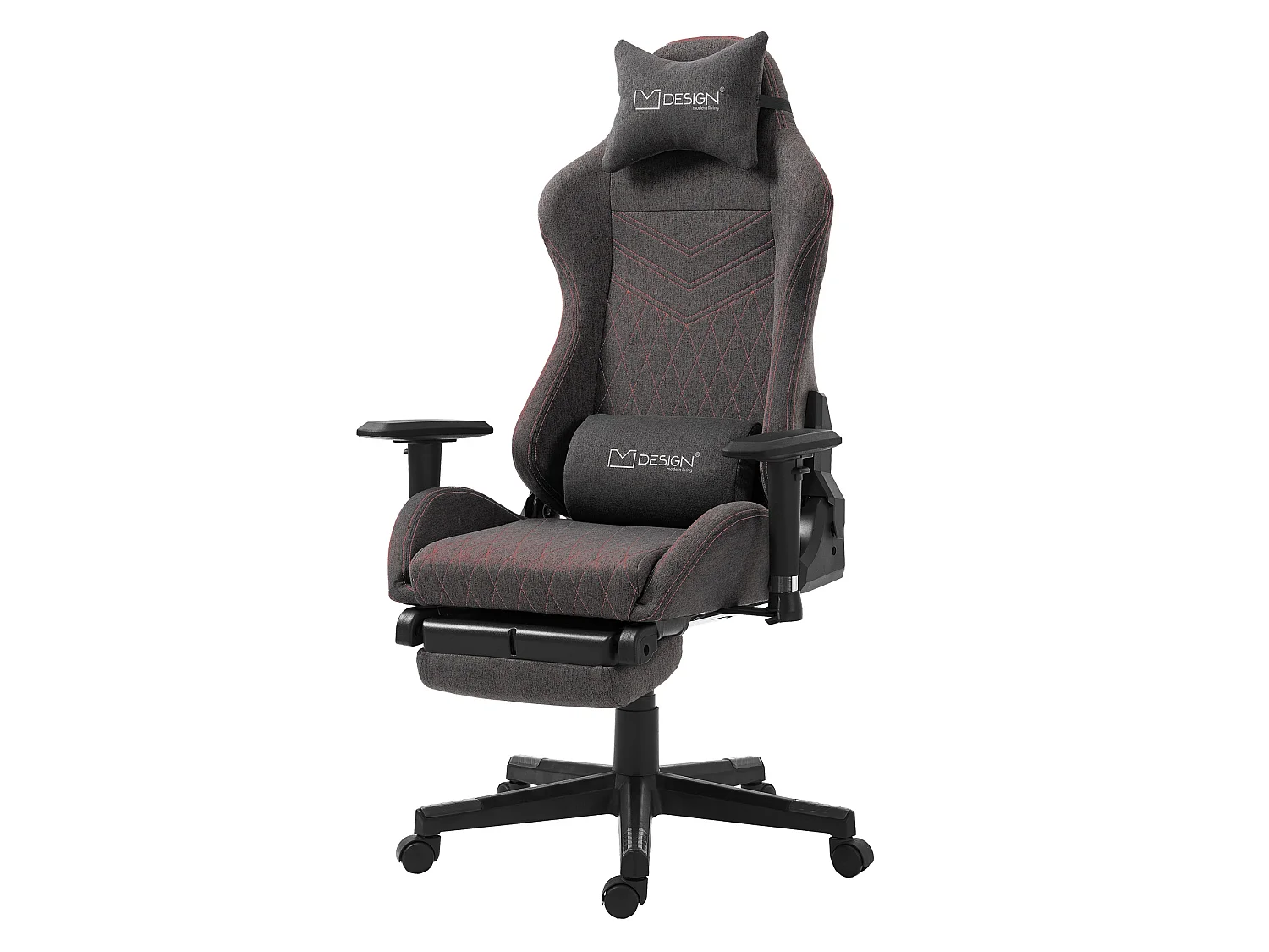 Chaise de gaming chaise de bureau pivotante réglable 122-131cm gris/joints rouge