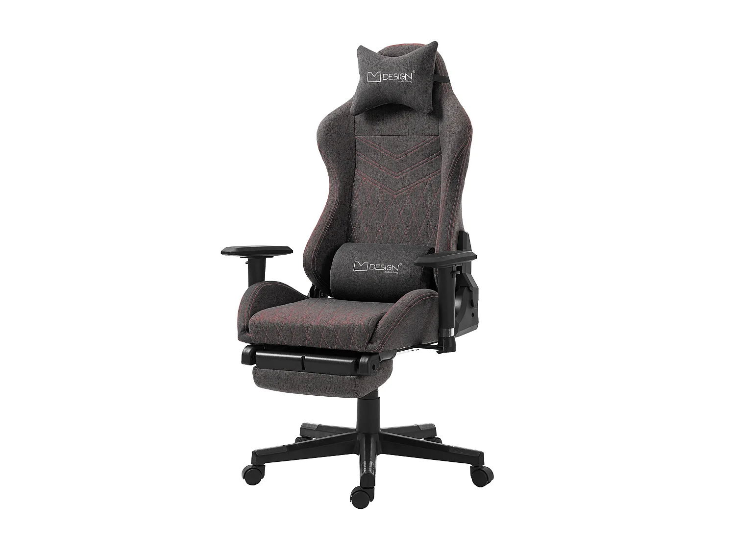 Chaise de gaming chaise de bureau pivotante réglable 122-131cm gris/joints rouge