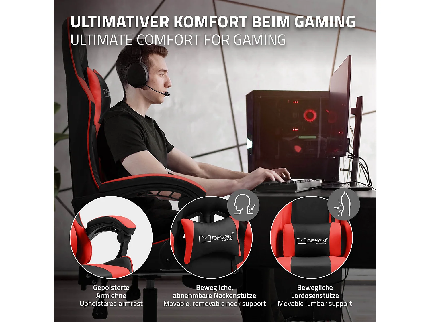 Massage Gaming Chair Chaise de bureau Racing Chaise de bureau Réglable Gaming Ch