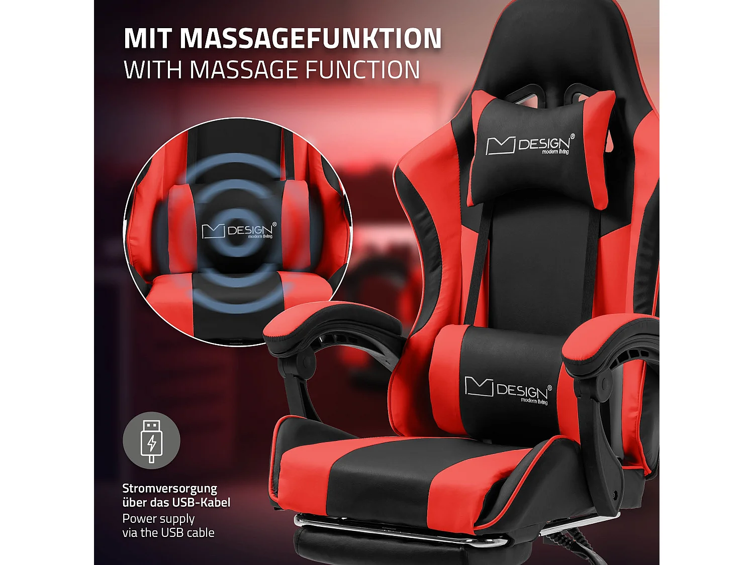 Massage Gaming Chair Chaise de bureau Racing Chaise de bureau Réglable Gaming Ch