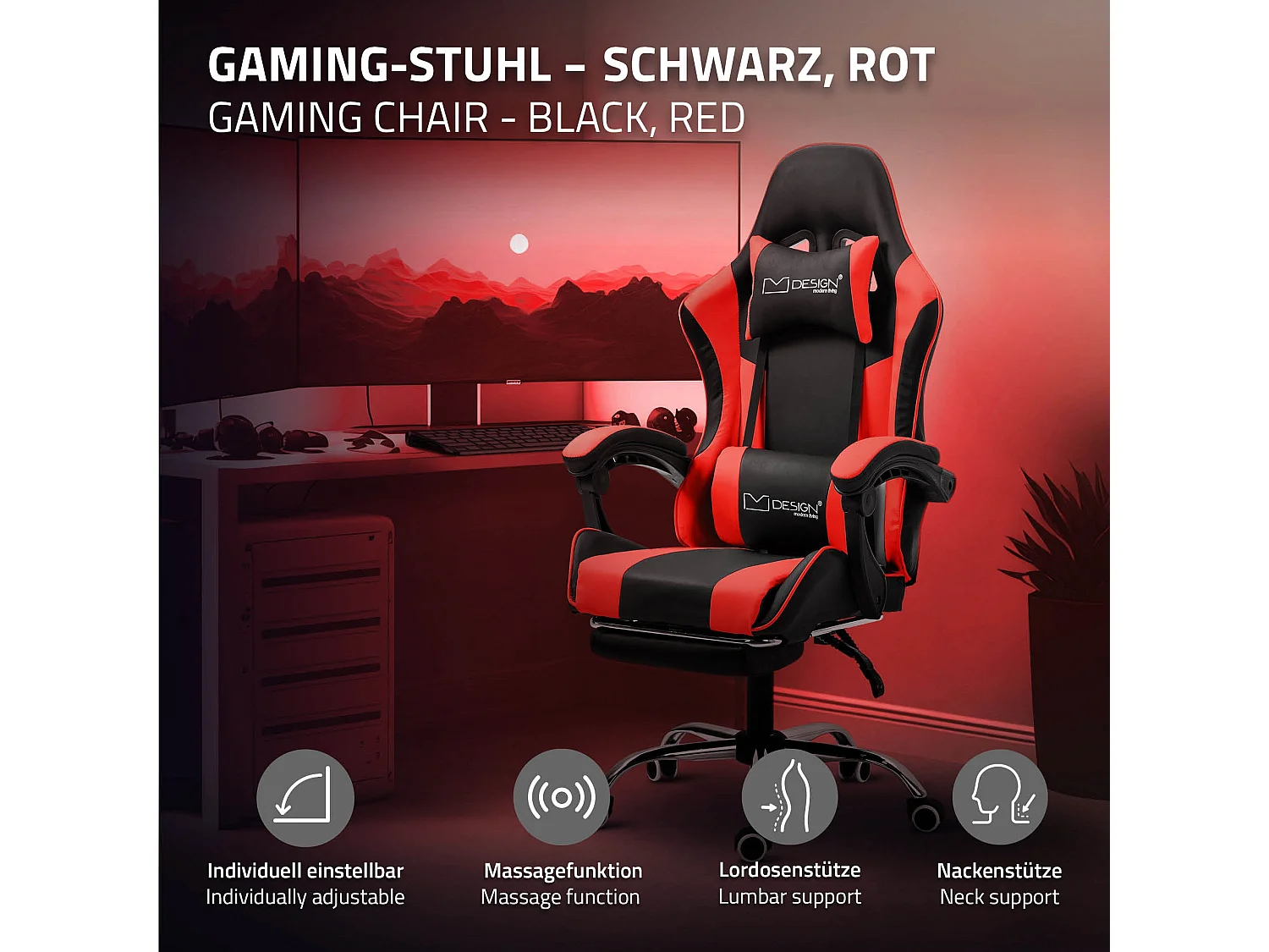 Silla de juegos con masaje Silla de oficina Silla de escritorio de carreras Sill