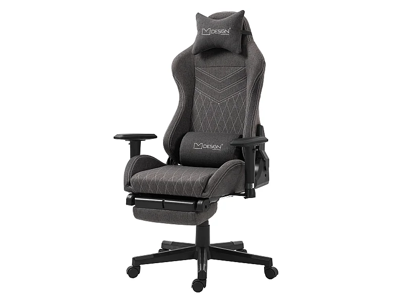 Chaise de gaming chaise de bureau pivotante réglable 122-131cm gris/joints blanc