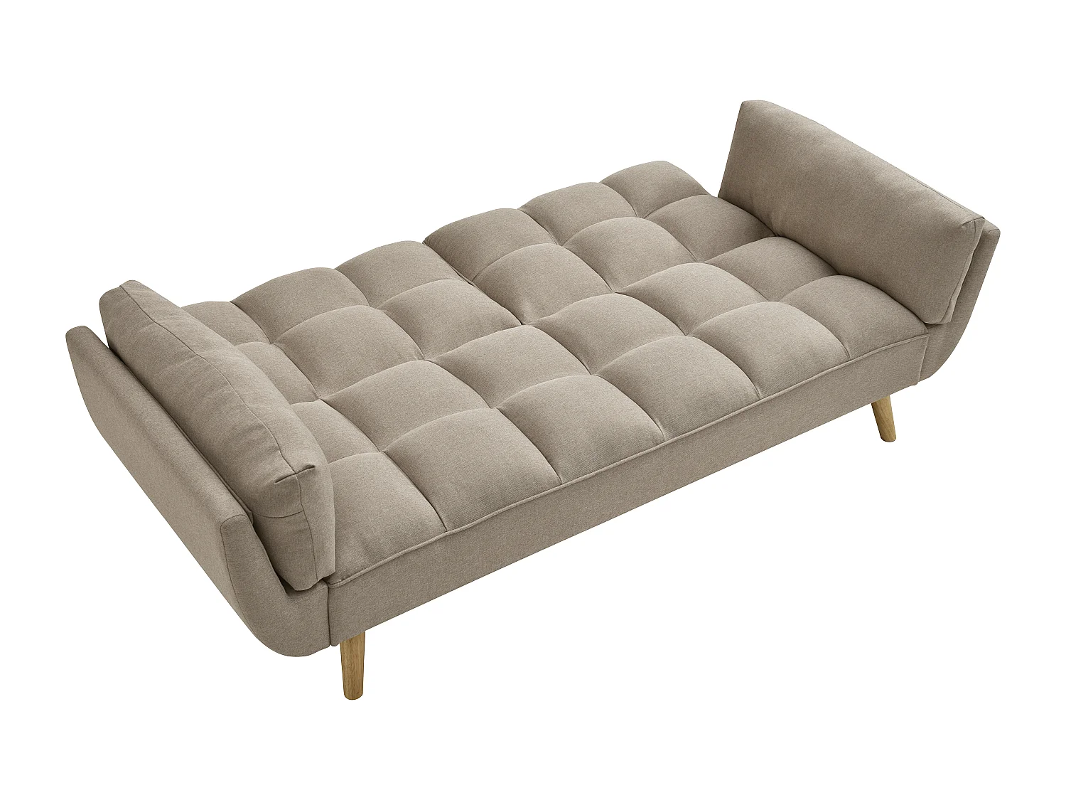 Slaapbank/zitbank met 3 plaatsen in beige stof LOELINE