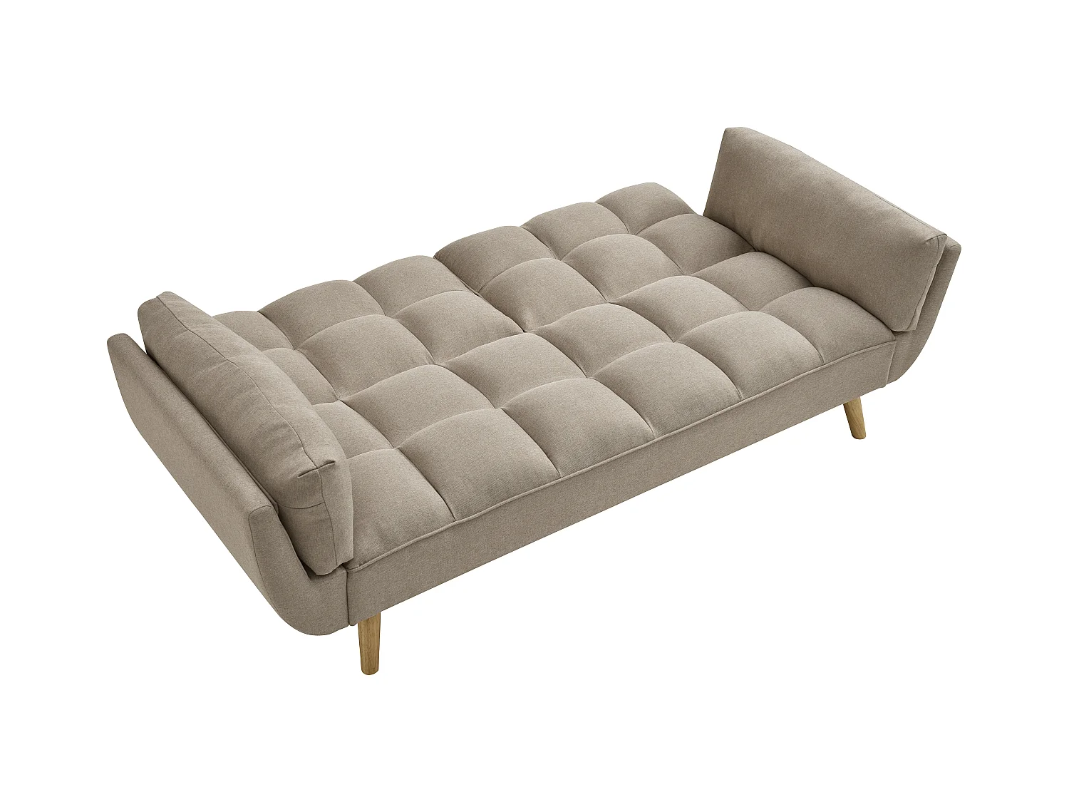 Slaapbank/zitbank met 3 plaatsen in beige stof LOELINE