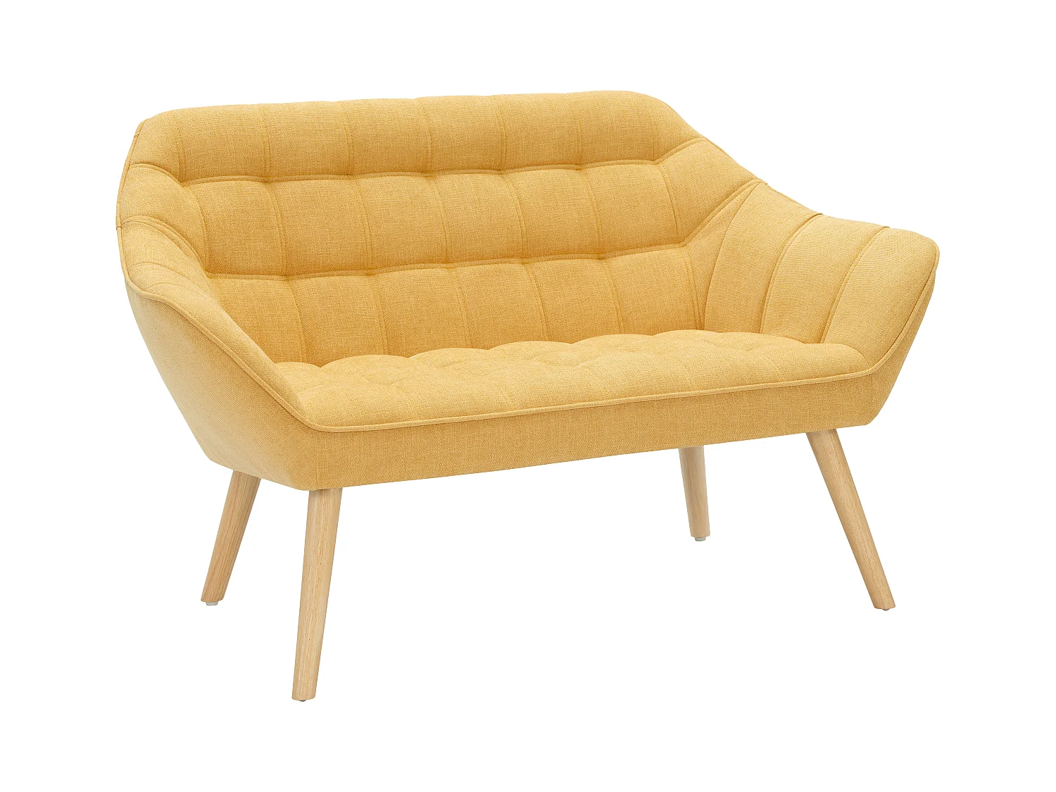 Tweezitsslaapbank van mosterdgele stof CASERTA