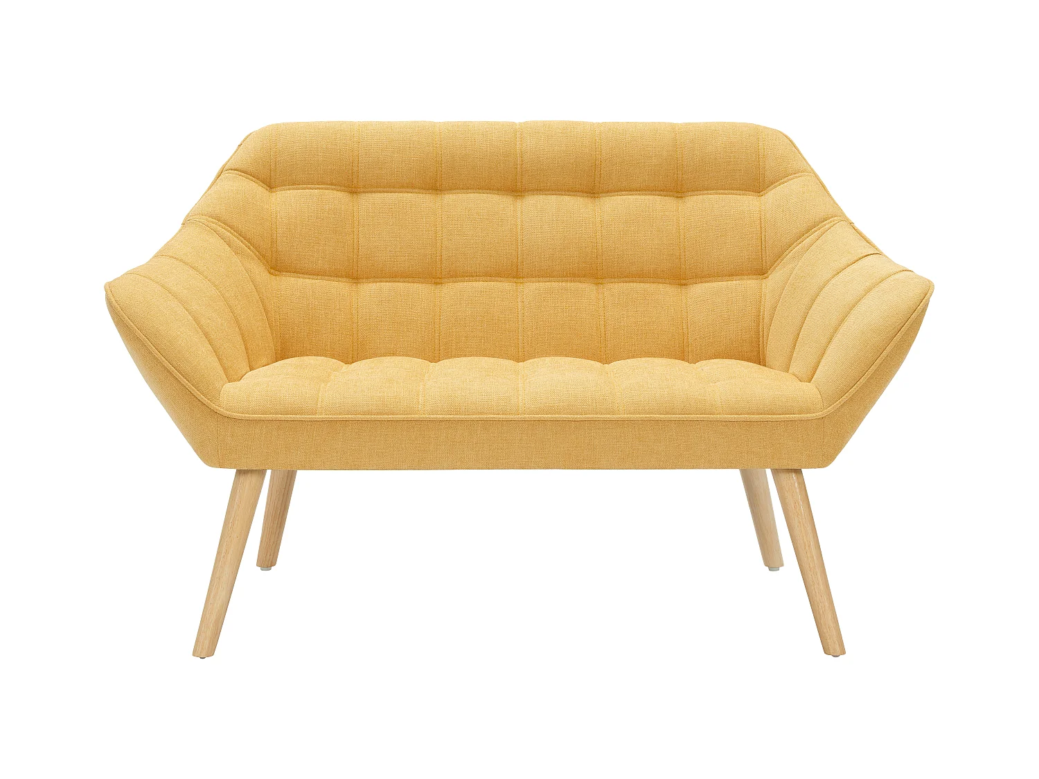 Tweezitsslaapbank van mosterdgele stof CASERTA