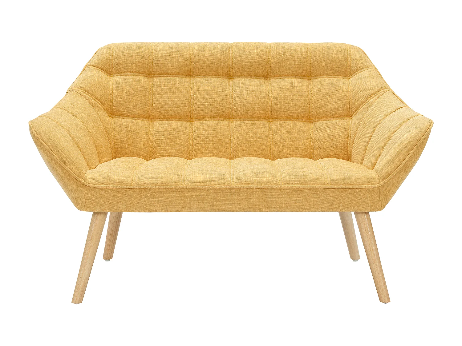 Tweezitsslaapbank van mosterdgele stof CASERTA