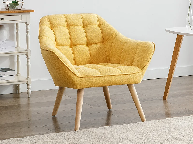 Sessel - Stoff - Senfgelb - CASERTA