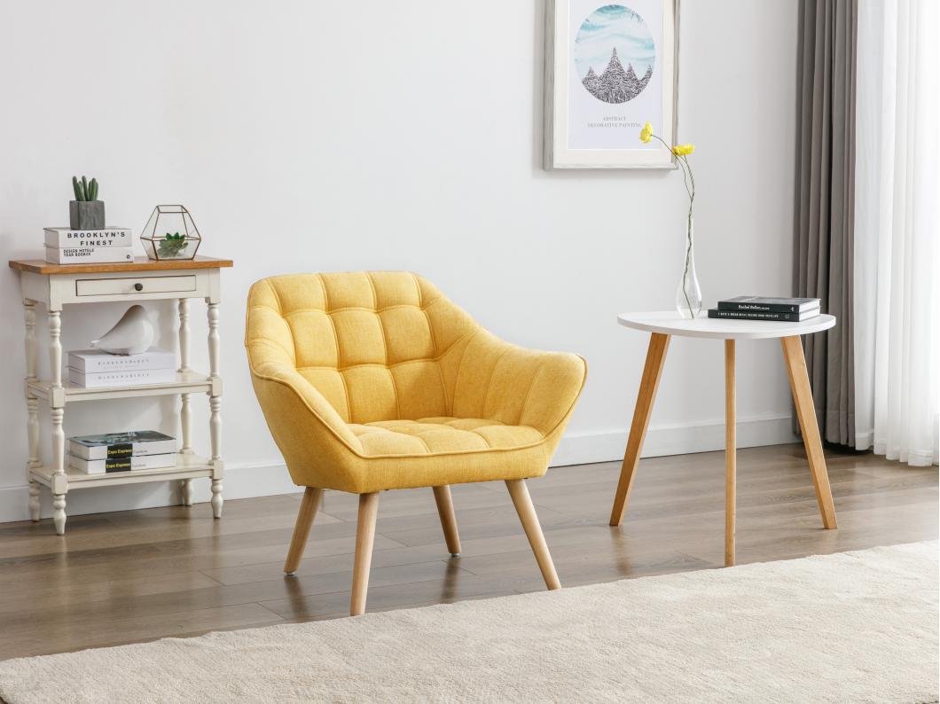 Fauteuil en tissu jaune moutarde CASERTA