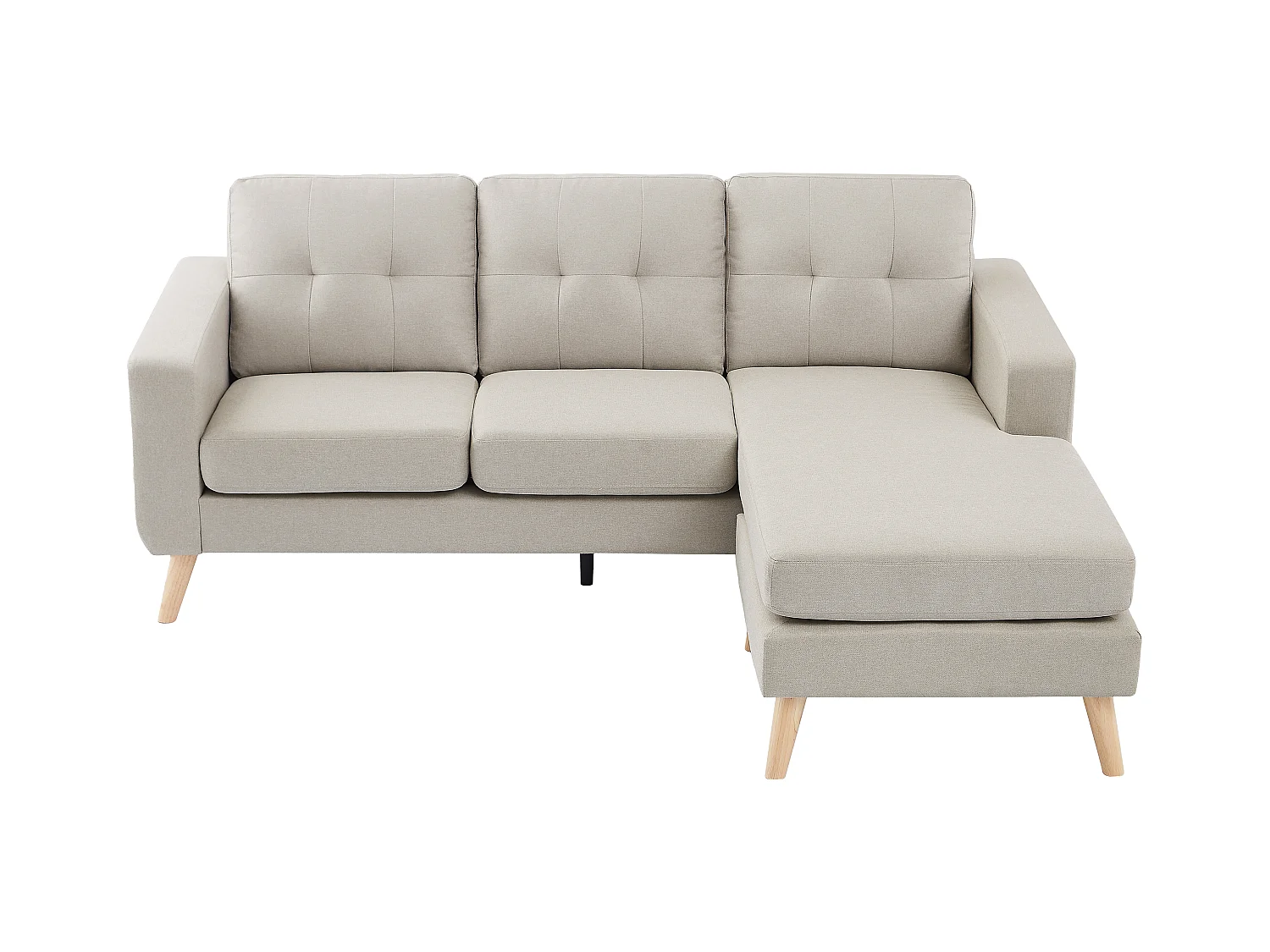 Kanapa narożna dwustronna z beżową tapicerką - BARTOLOME