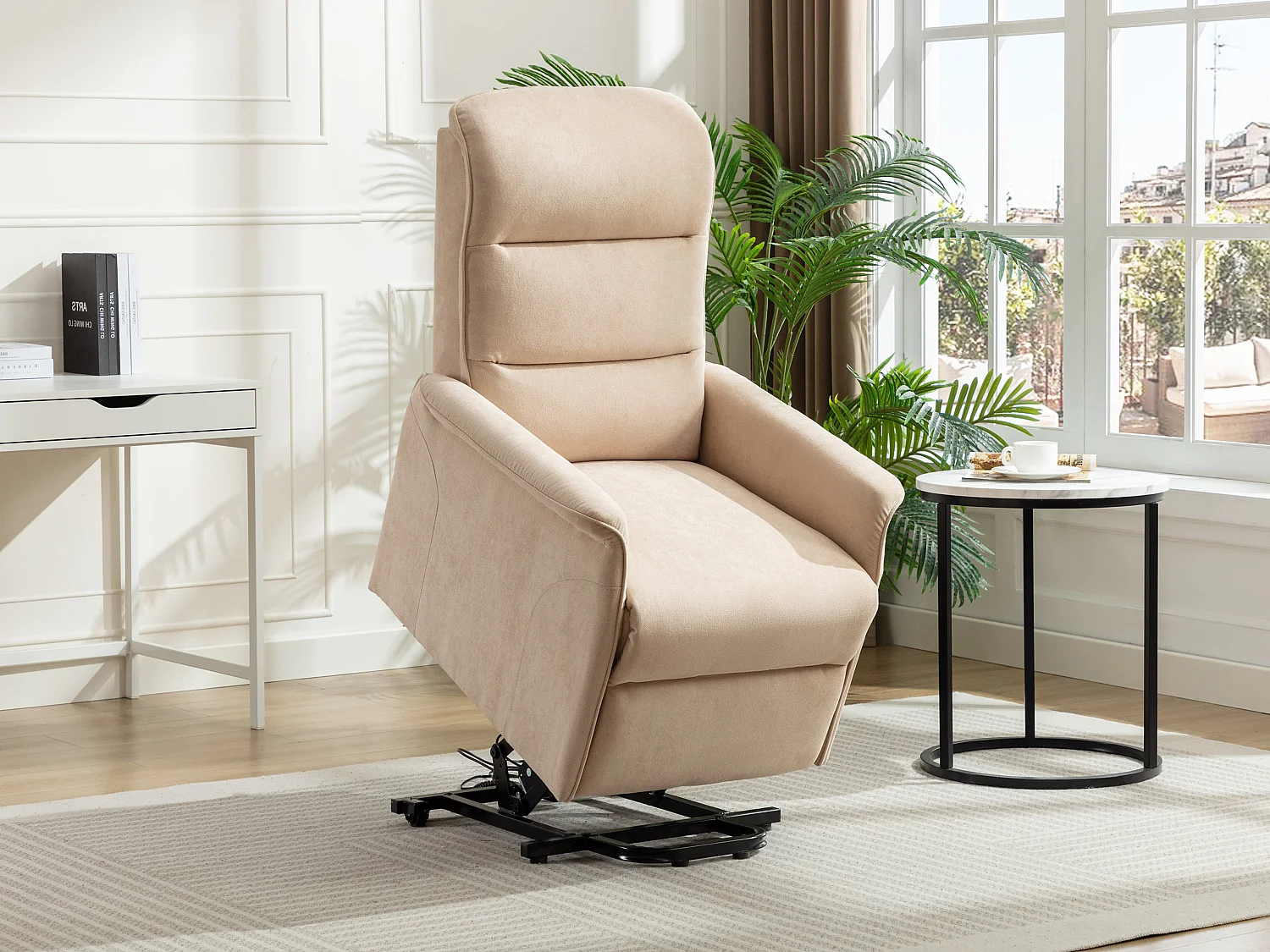 Relaxsessel Fernsehsessel elektrisch - Stoff - Beige - CAPUCINE