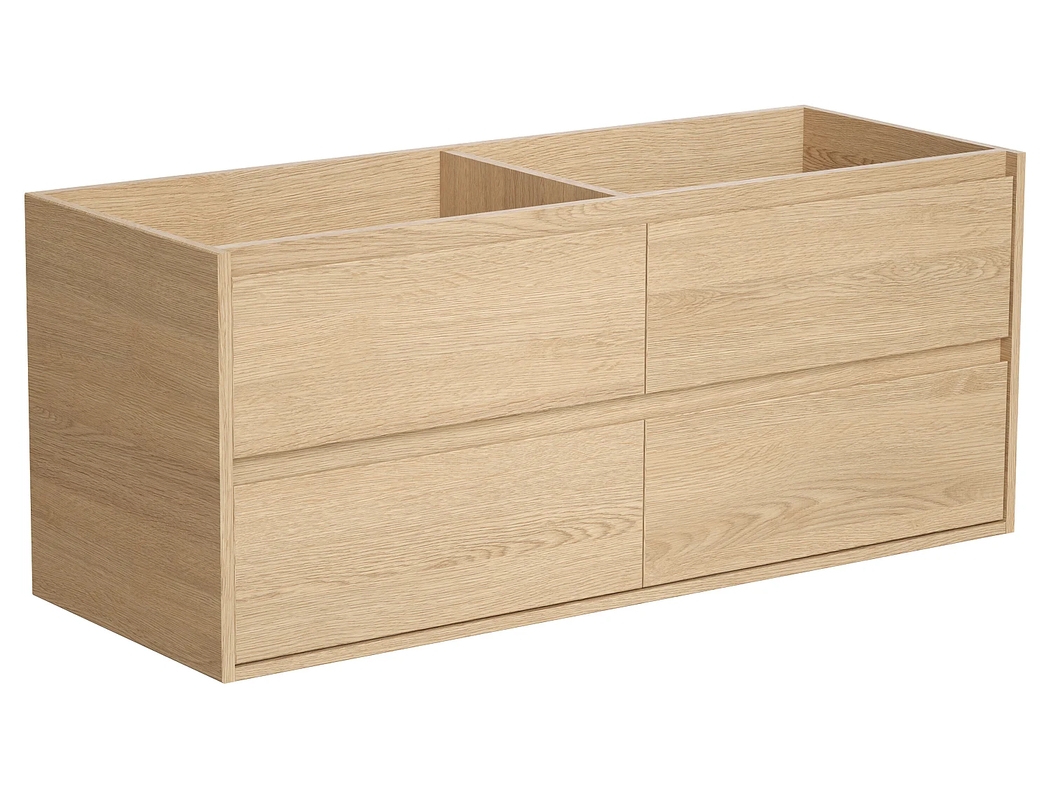 Badkamermeubel met dubbele wastafel van steen met spiegel - Eikenfineer - 120 cm - MILIPAM