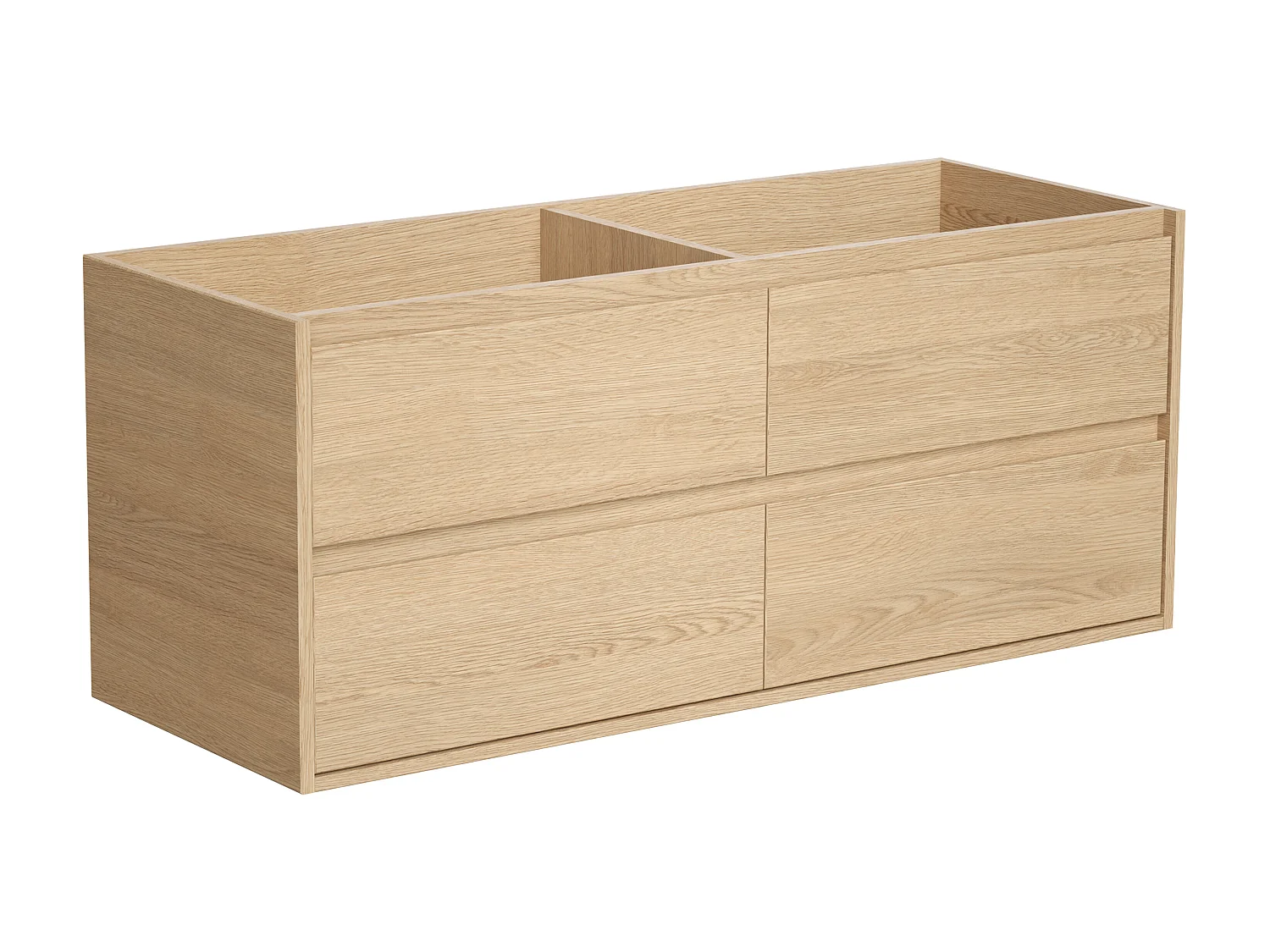 Badkamermeubel met dubbele wastafel van steen met spiegel - Eikenfineer - 120 cm - MILIPAM
