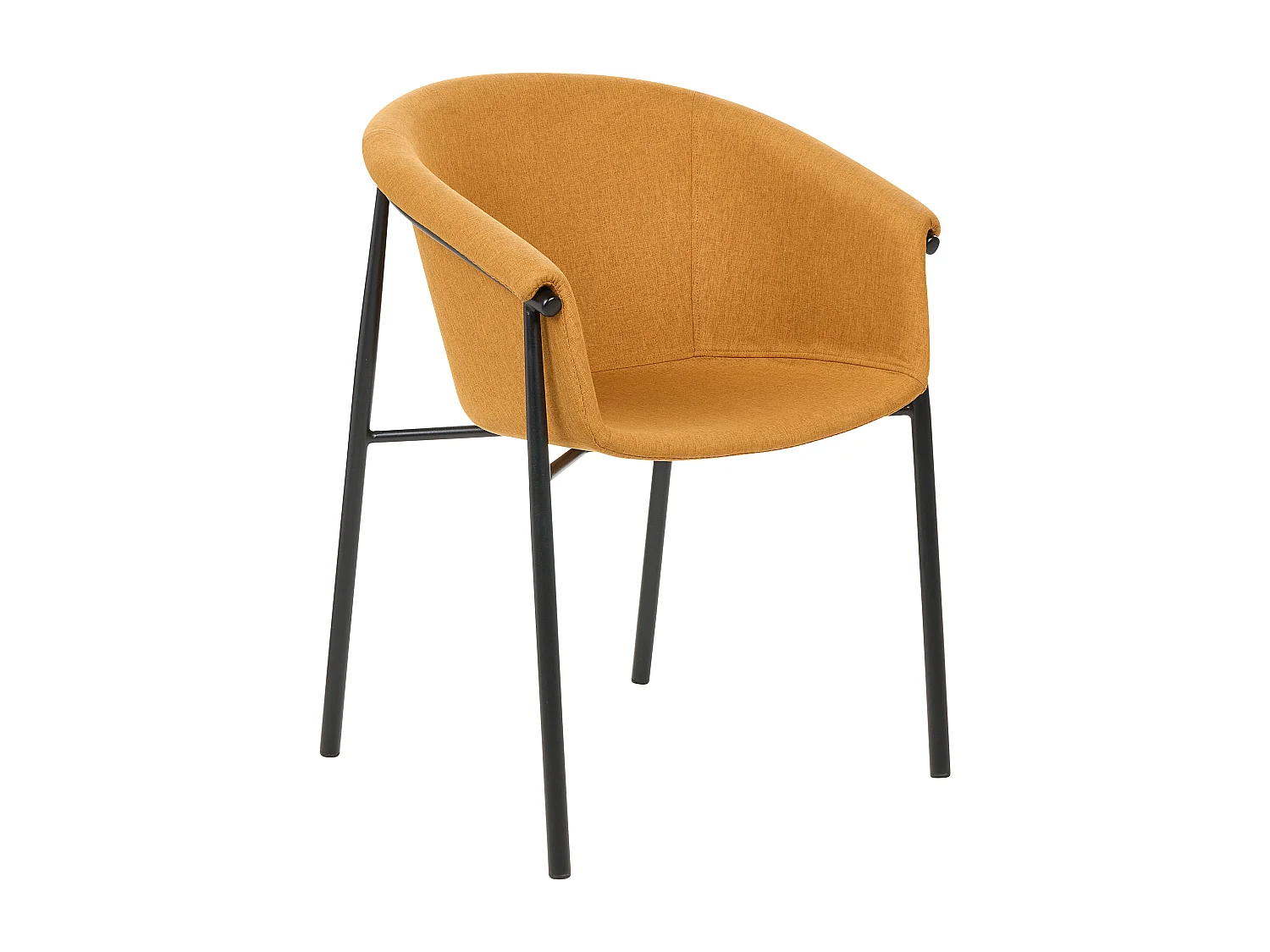 Esszimmerstuhl 2er Set Stoffbezug orange mit Metallbeinen schwarz modern Ames