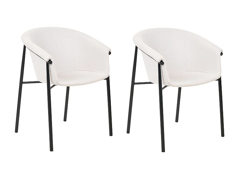Esszimmerstuhl 2er Set Stoffbezug beige mit Metallbeinen schwarz modern Ames