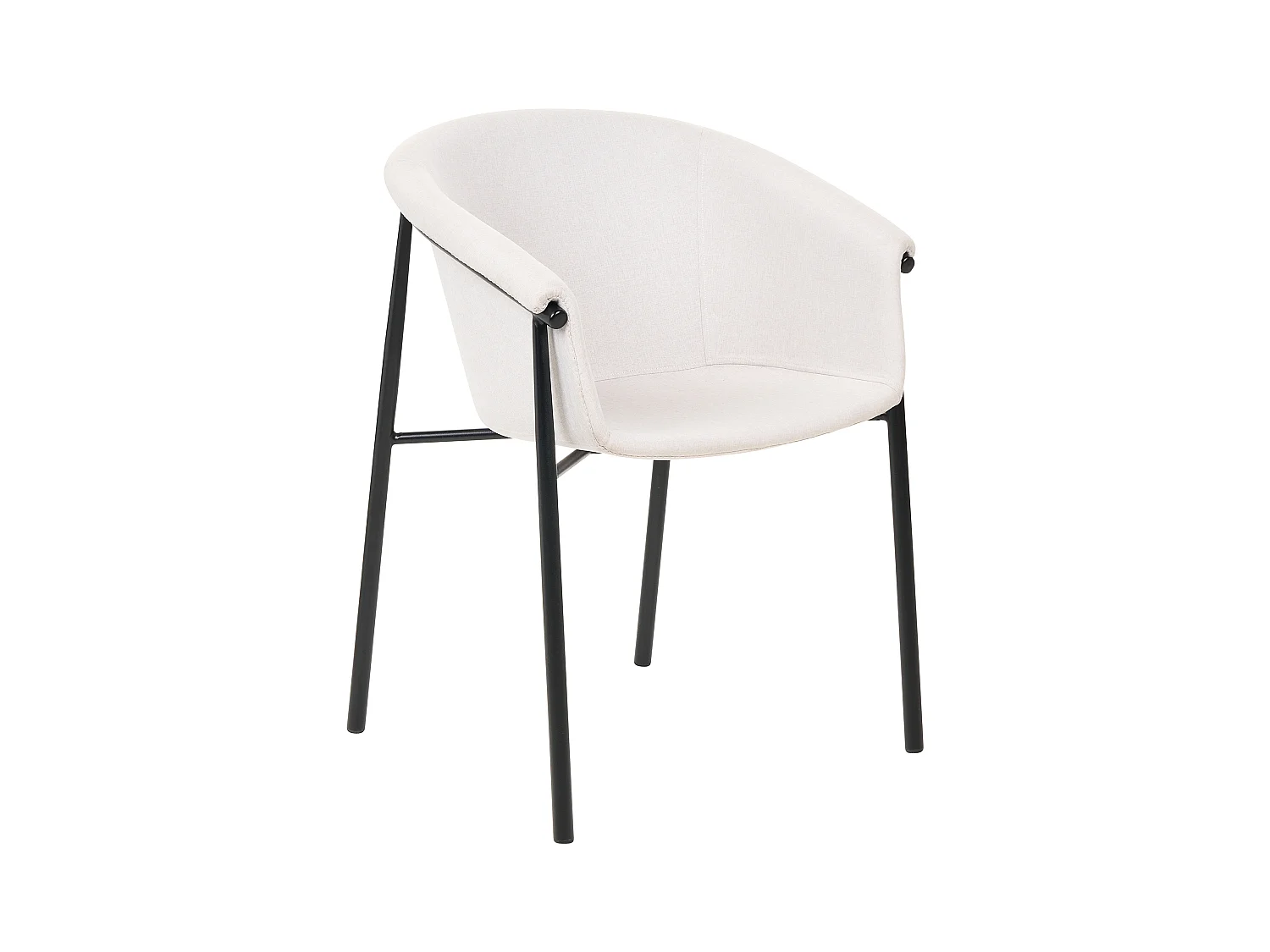 Esszimmerstuhl 2er Set Stoffbezug beige mit Metallbeinen schwarz modern Ames