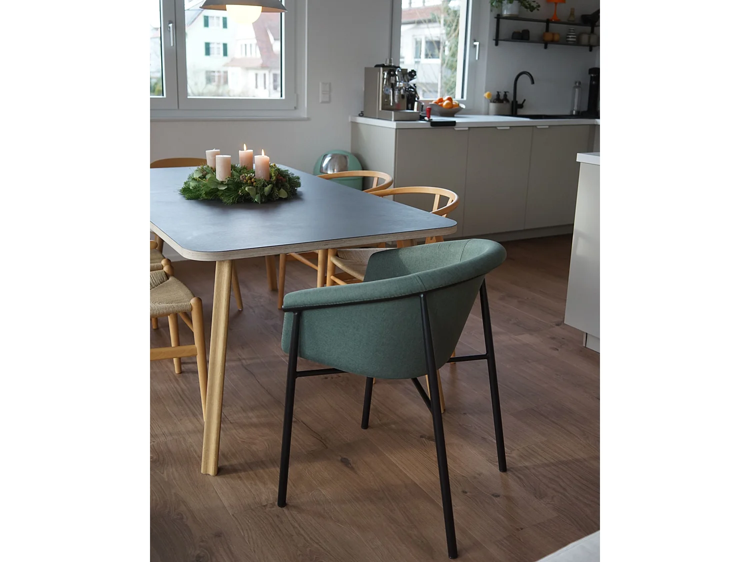 Lot de 2 chaises de salle à manger AMES Vert foncé