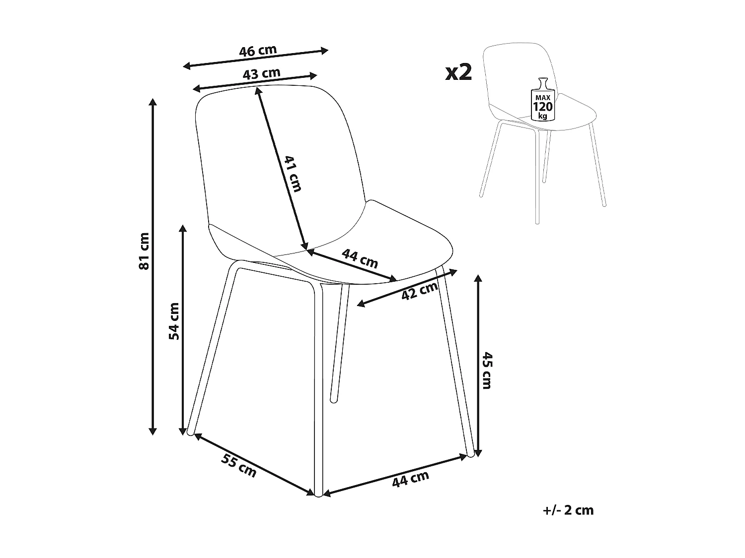 Lot de 2 chaises de salle à manger MILACA Beige