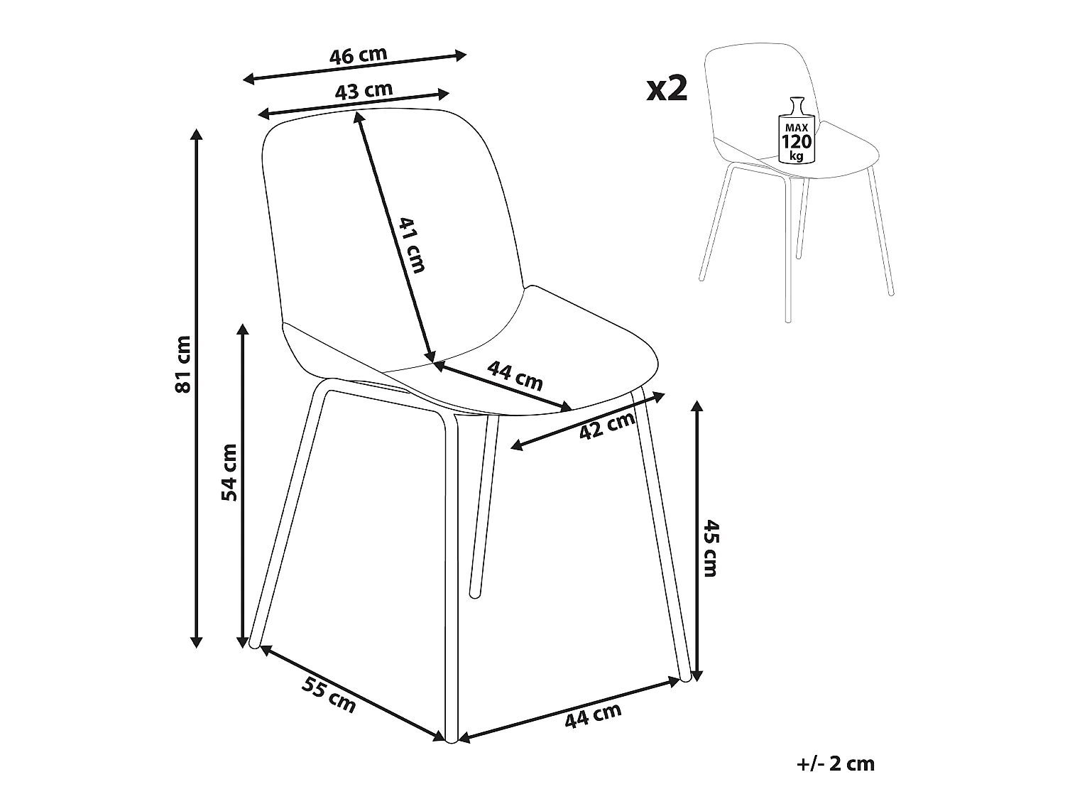 Set van 2 eetkamerstoelen MILACA Beige