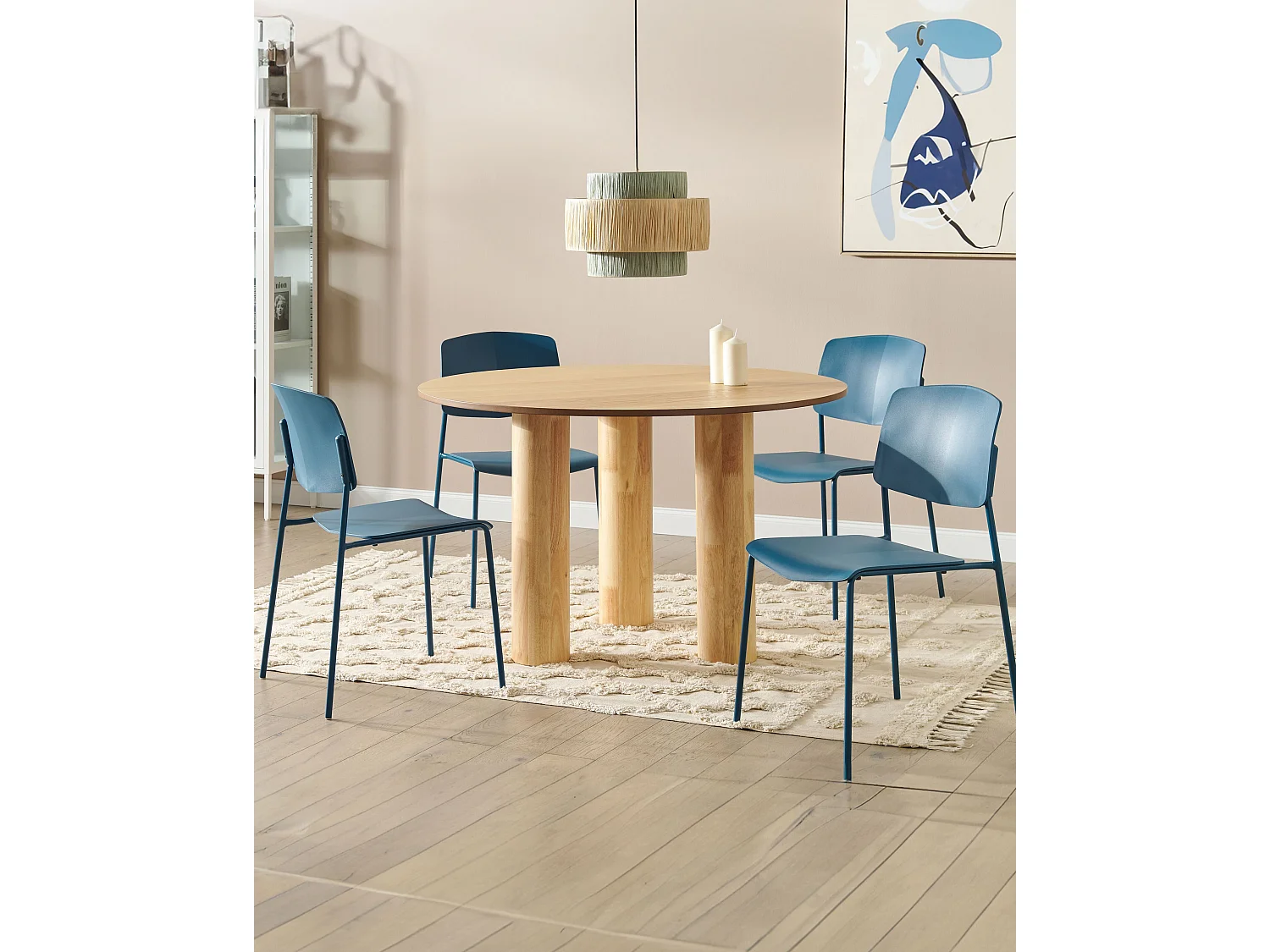 Esszimmerstuhl 4er-Set Kunststoff blau mit hoher Lehne Metallbeinen Astoria