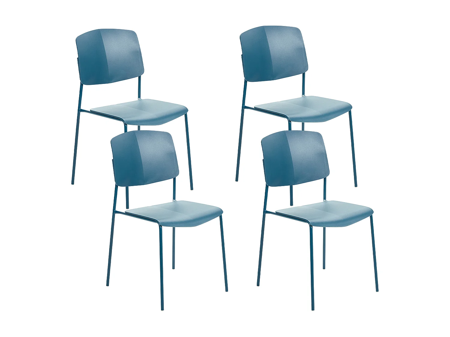 Esszimmerstuhl 4er-Set Kunststoff blau mit hoher Lehne Metallbeinen Astoria