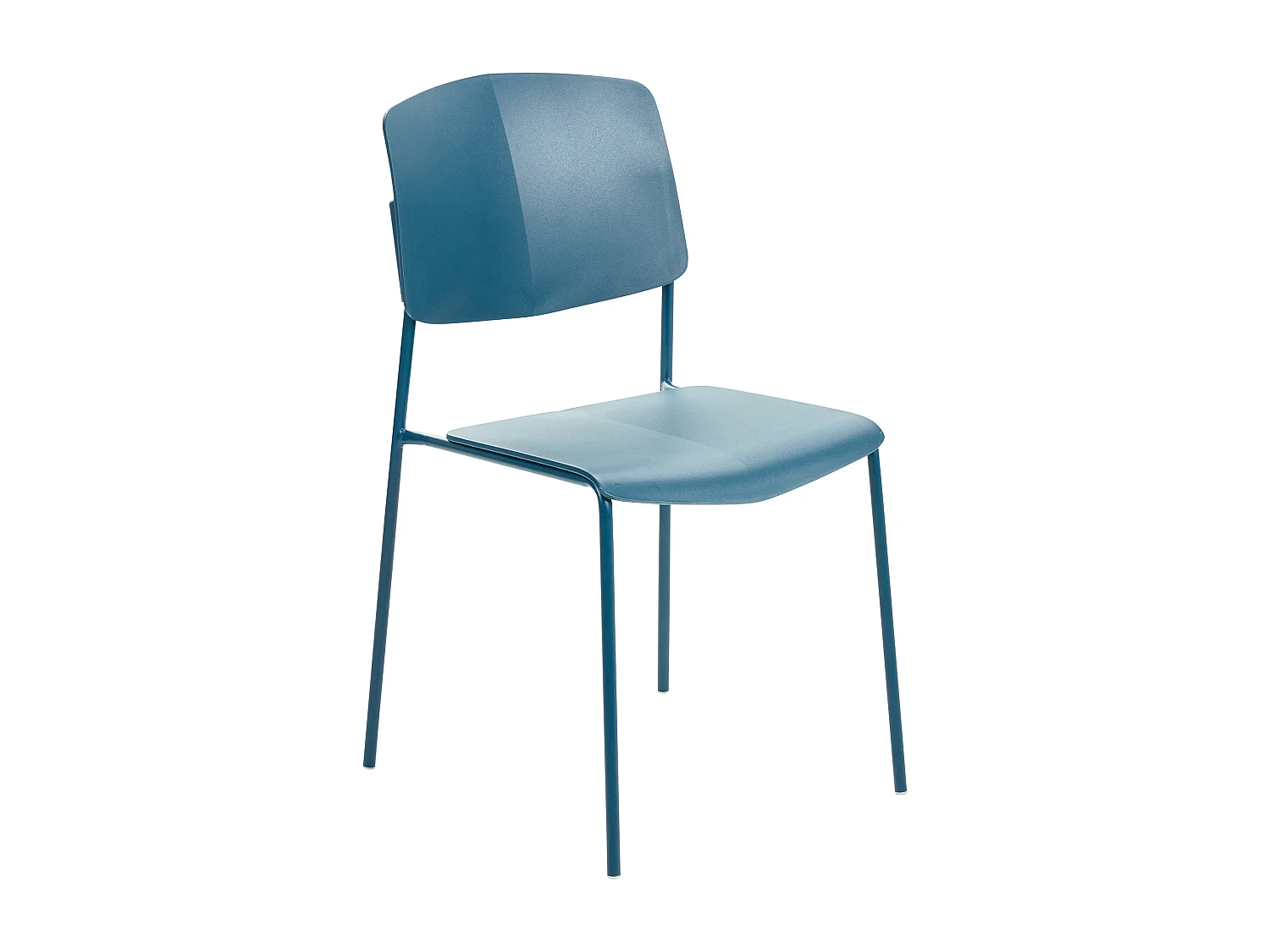 Esszimmerstuhl 4er-Set Kunststoff blau mit hoher Lehne Metallbeinen Astoria