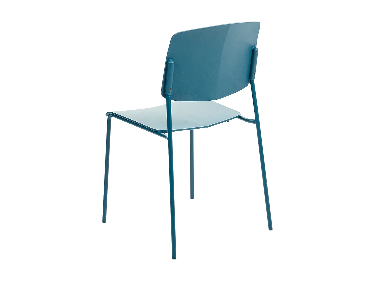 Esszimmerstuhl 4er-Set Kunststoff blau mit hoher Lehne Metallbeinen Astoria