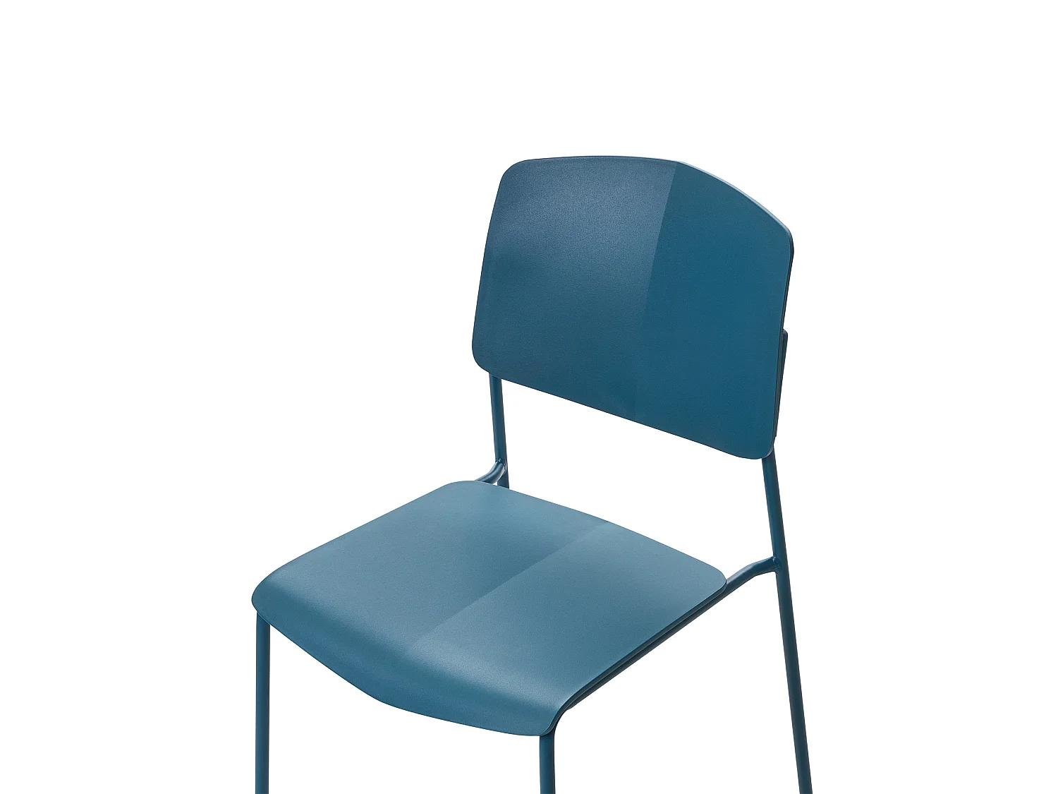 Esszimmerstuhl 4er-Set Kunststoff blau mit hoher Lehne Metallbeinen Astoria