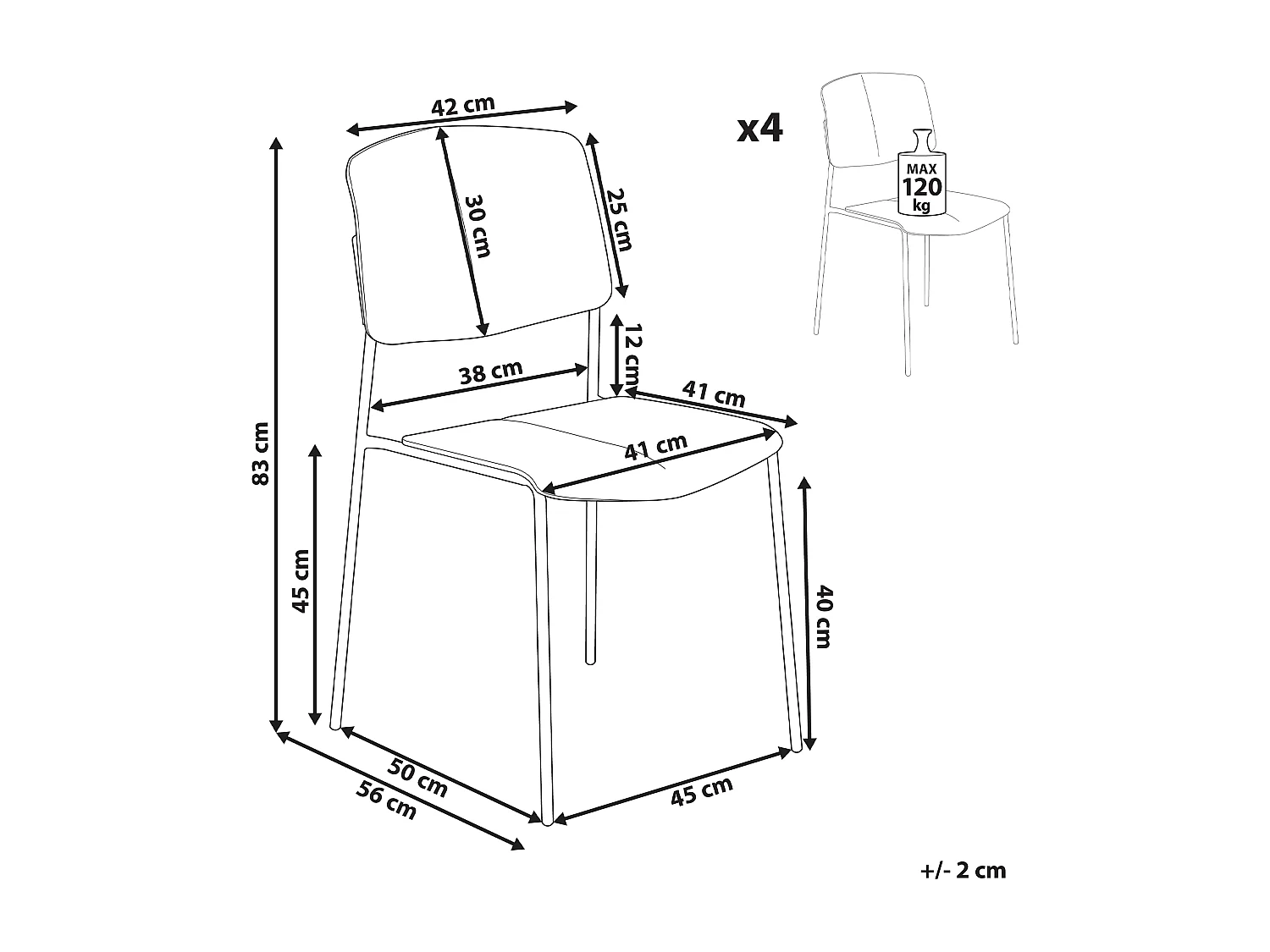 Lot de 4 chaises de salle à manger ASTORIA Beige