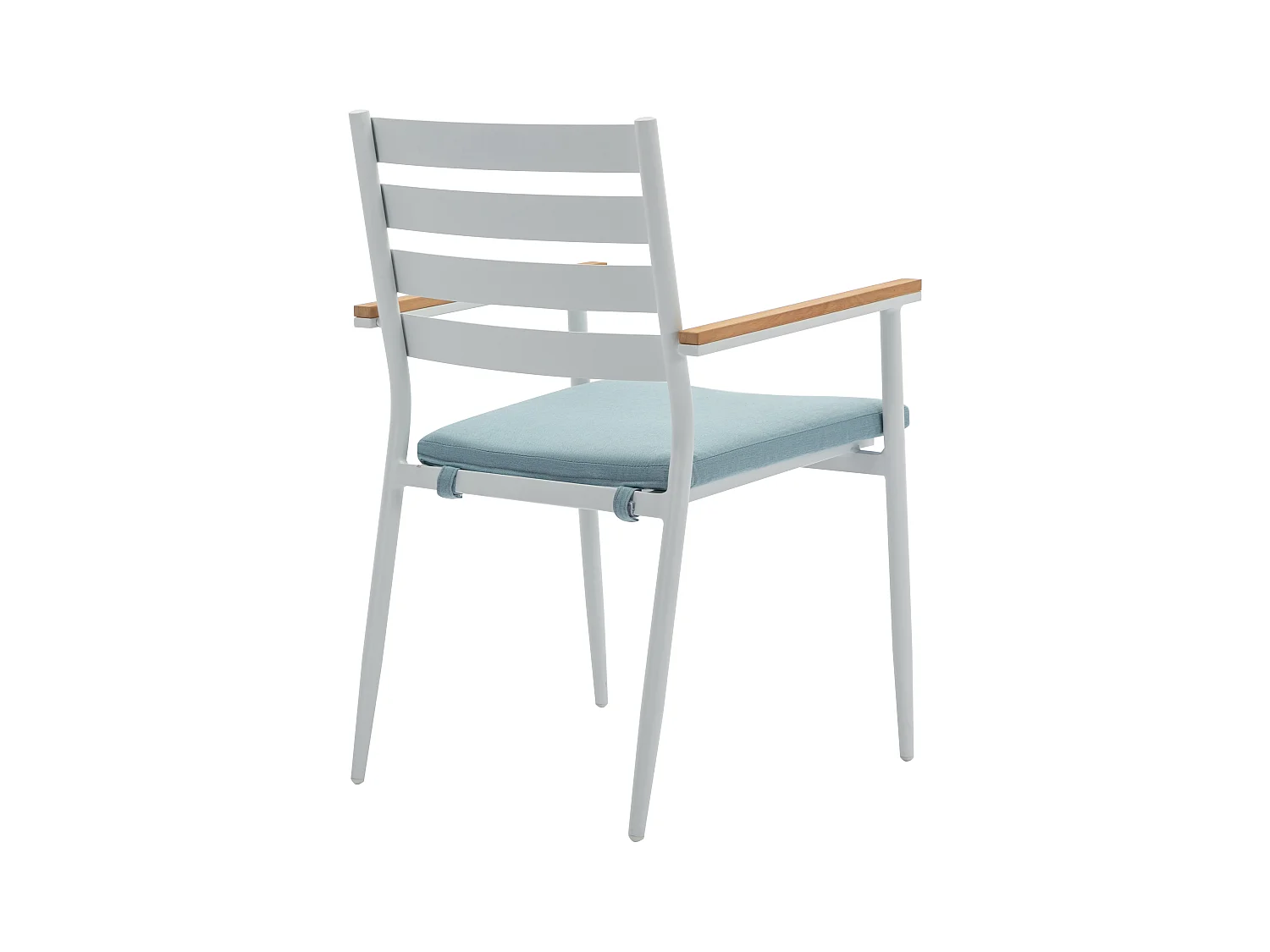Salle à manger de jardin en bois et aluminium : une table D.110 cm et 4 fauteuils - Blanc et naturel clair - MIAMI de MYLIA