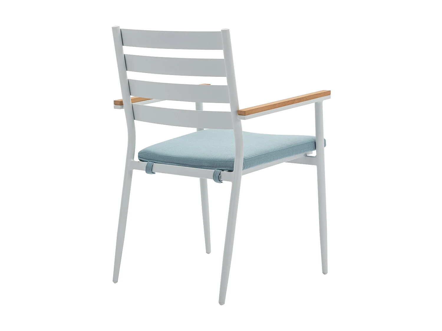 Salle à manger de jardin en bois et aluminium : une table D.110 cm et 4 fauteuils - Blanc et naturel clair - MIAMI de MYLIA