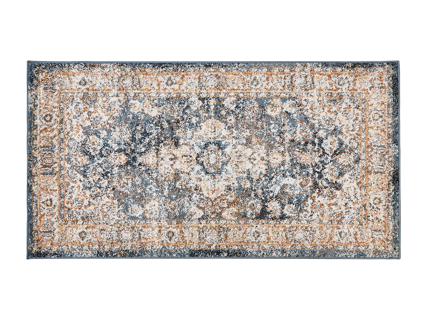 Retro Vintage Teppich 80 x 150 cm Orientalisch Muster Polypropylen Beige und Blau Dvin